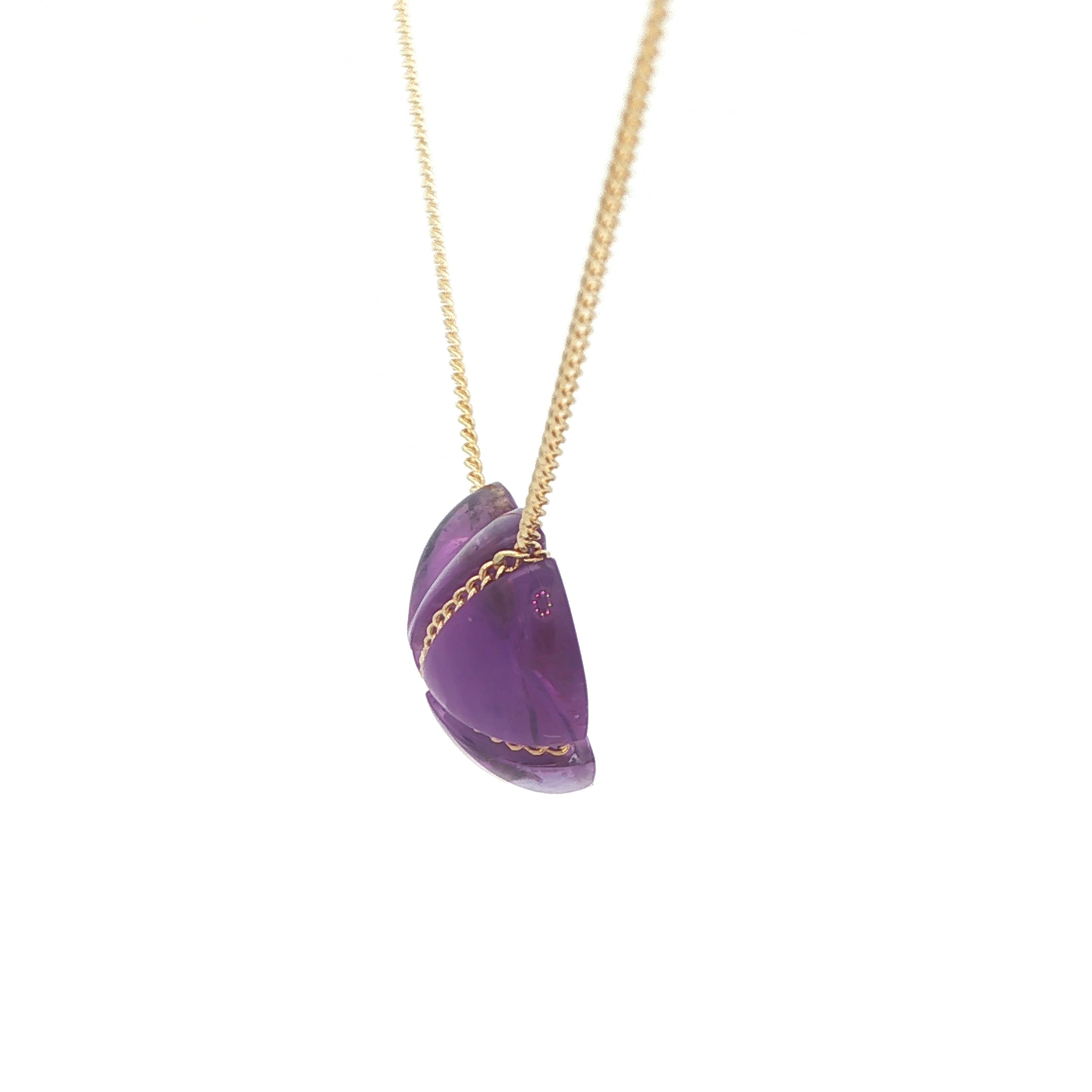 Estate Tiffany & Co. 18K Yellow Gold Amethyst Heart Necklace 45.5cm