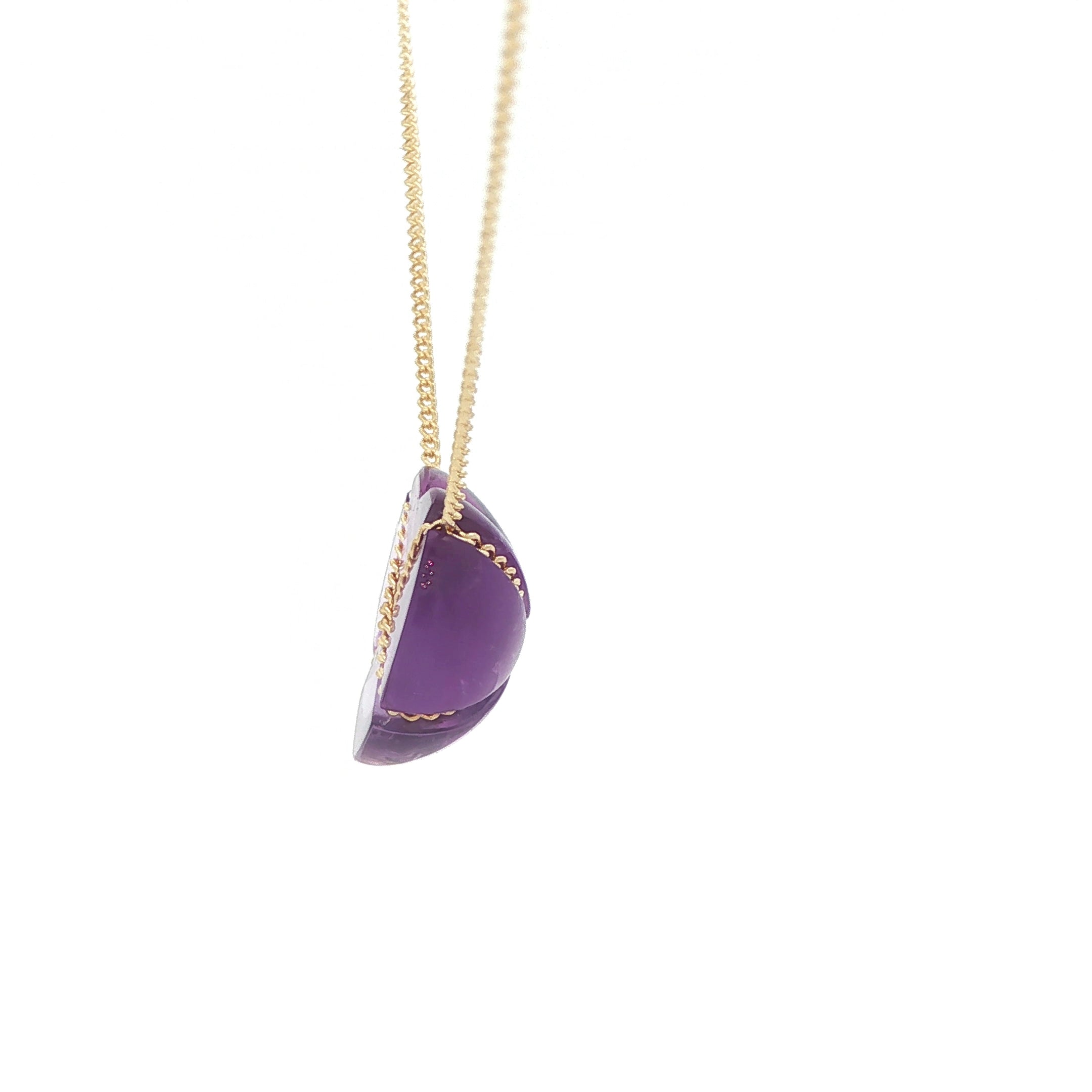 Estate Tiffany & Co. 18K Yellow Gold Amethyst Heart Necklace 45.5cm