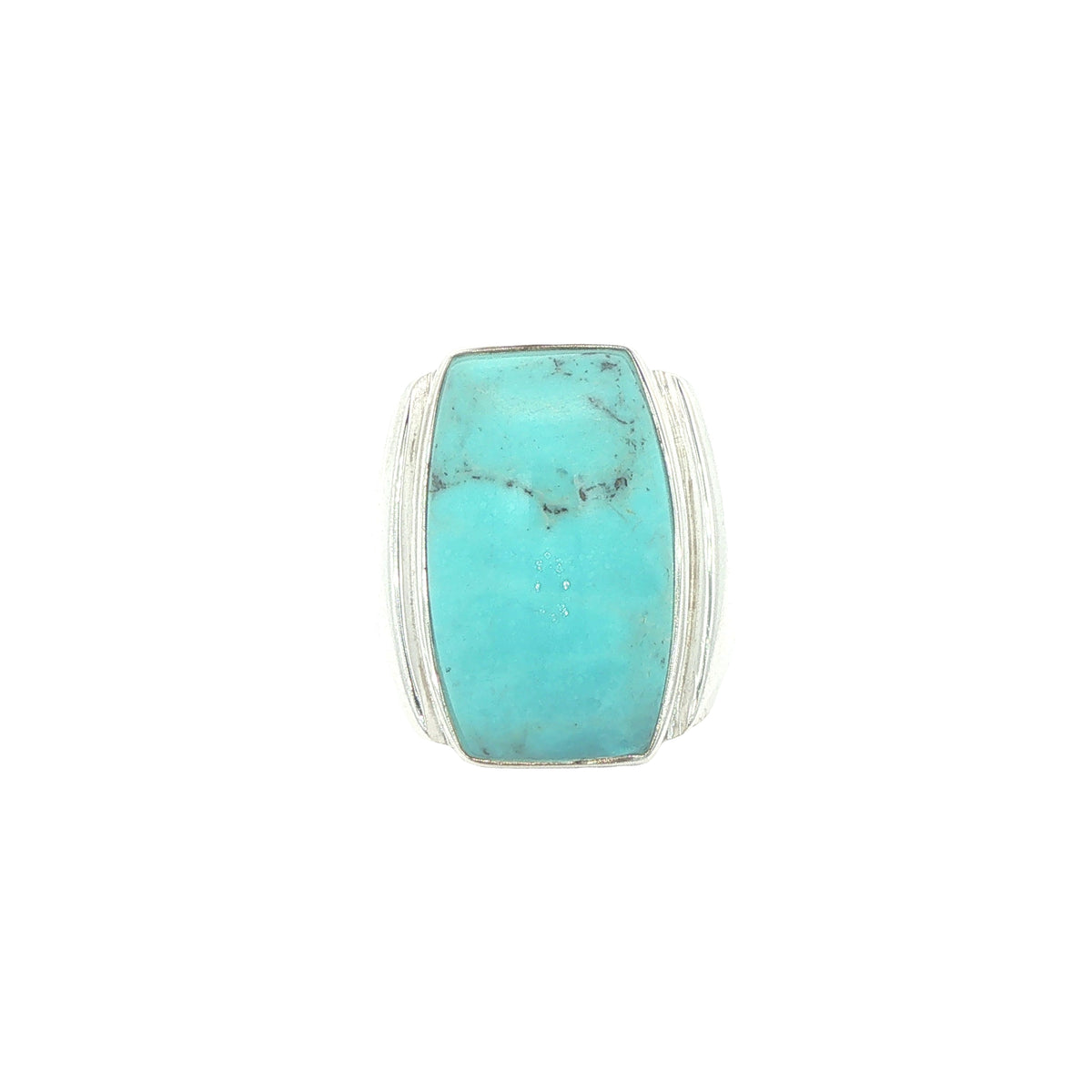 Vintage Estate Sterling Silver Rectangular Turquoise Ring – Size 9.25