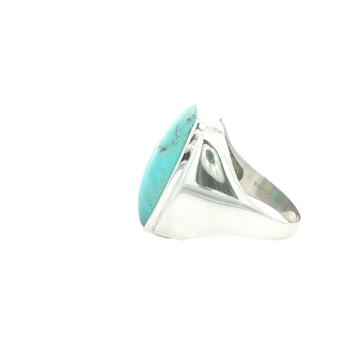 Vintage Estate Sterling Silver Rectangular Turquoise Ring – Size 9.25
