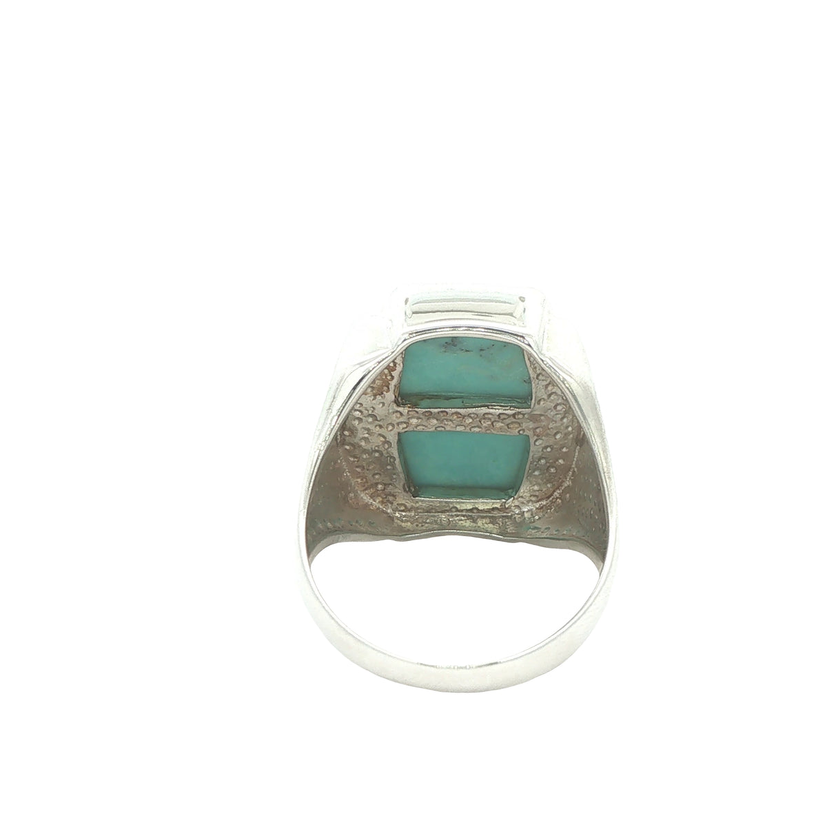Vintage Estate Sterling Silver Rectangular Turquoise Ring – Size 9.25