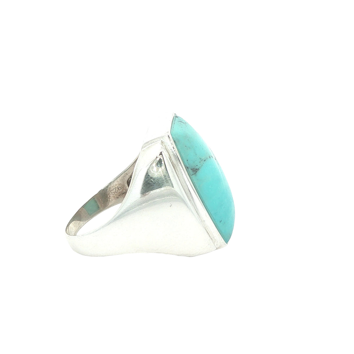 Vintage Estate Sterling Silver Rectangular Turquoise Ring – Size 9.25
