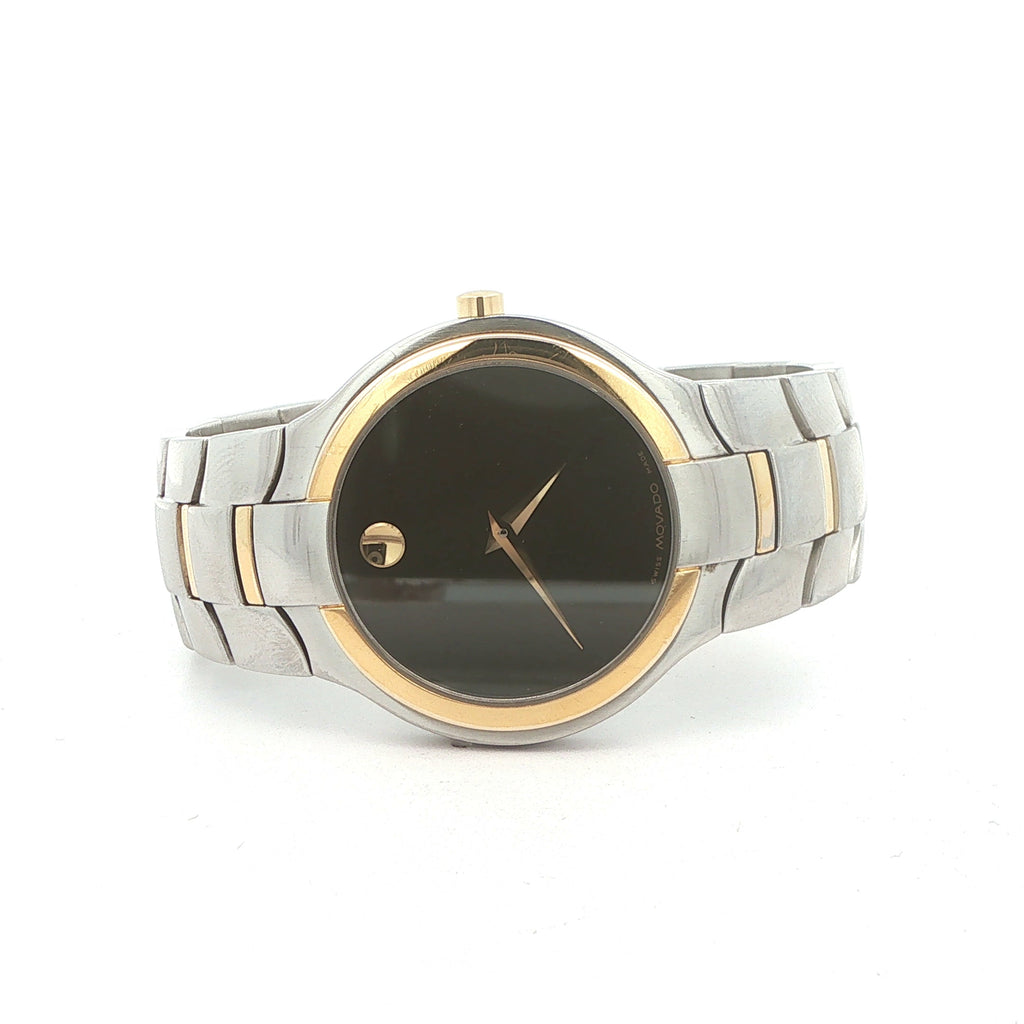 Estate Movado Portico Two-Tone Stainless Steel Watch – Black Museum Dial, 33mm