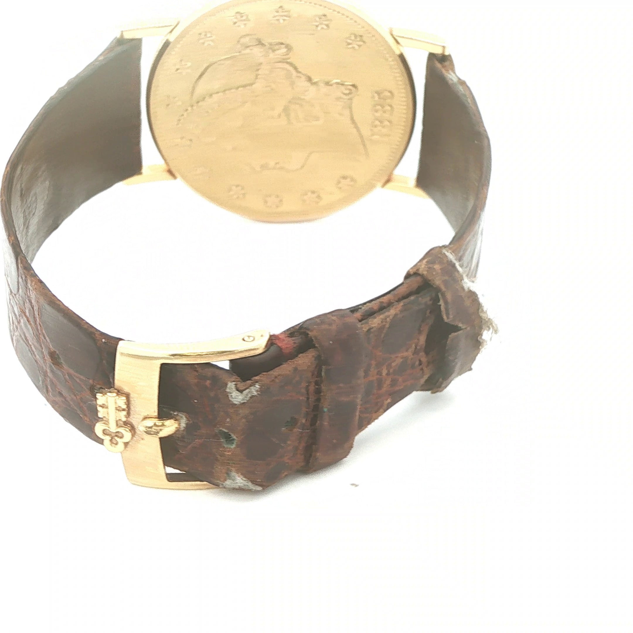 Estate Vintage Corum $20 Liberty Coin Quartz Watch with Diamond Crown Circa 1980s–1990s