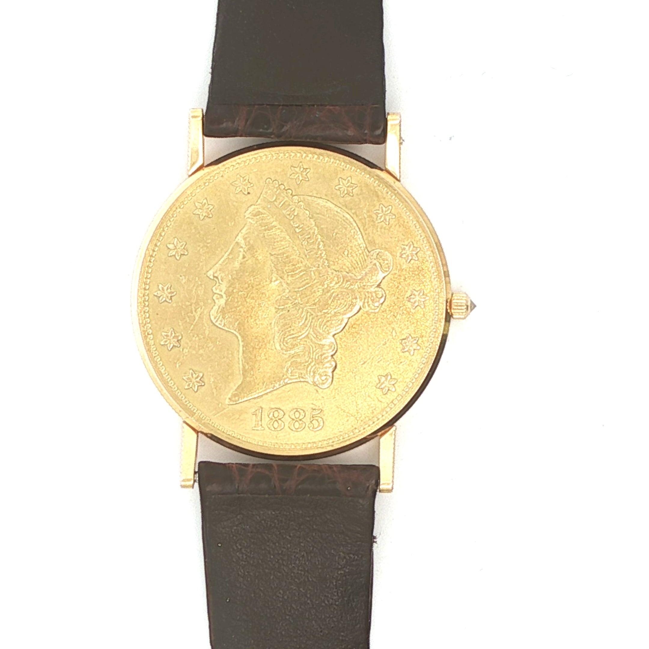 Estate Vintage Corum $20 Liberty Coin Quartz Watch with Diamond Crown Circa 1980s–1990s