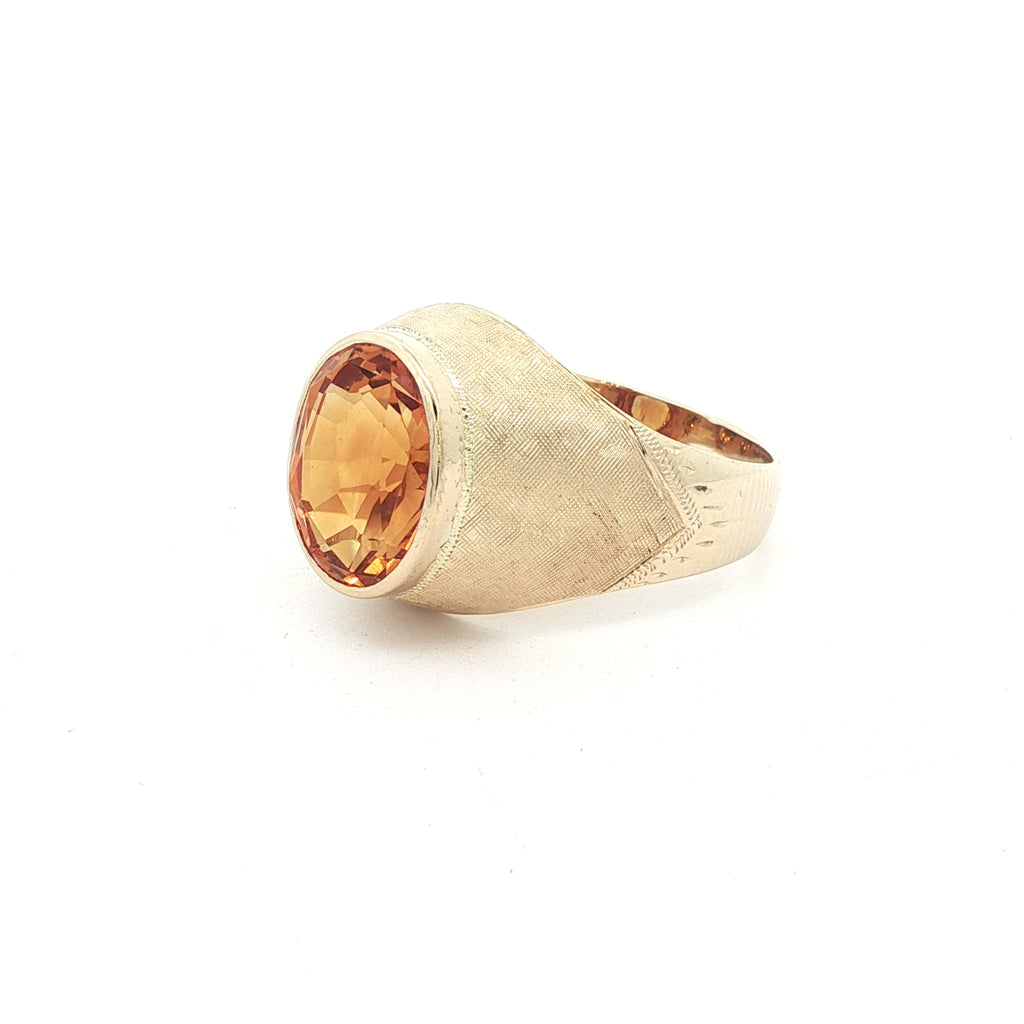 14k Yellow Gold Ring with Oval Cut Citrine