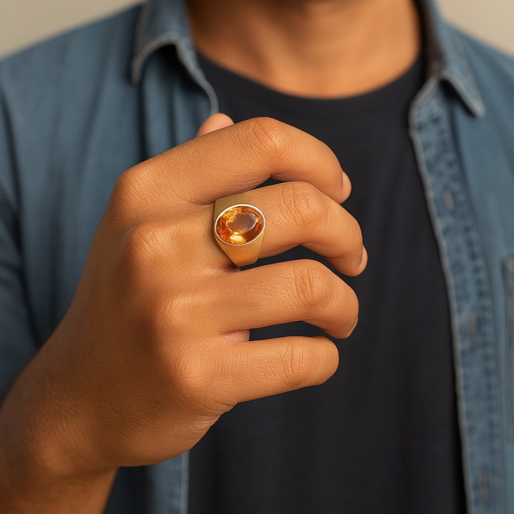 14k Yellow Gold Ring with Oval Cut Citrine