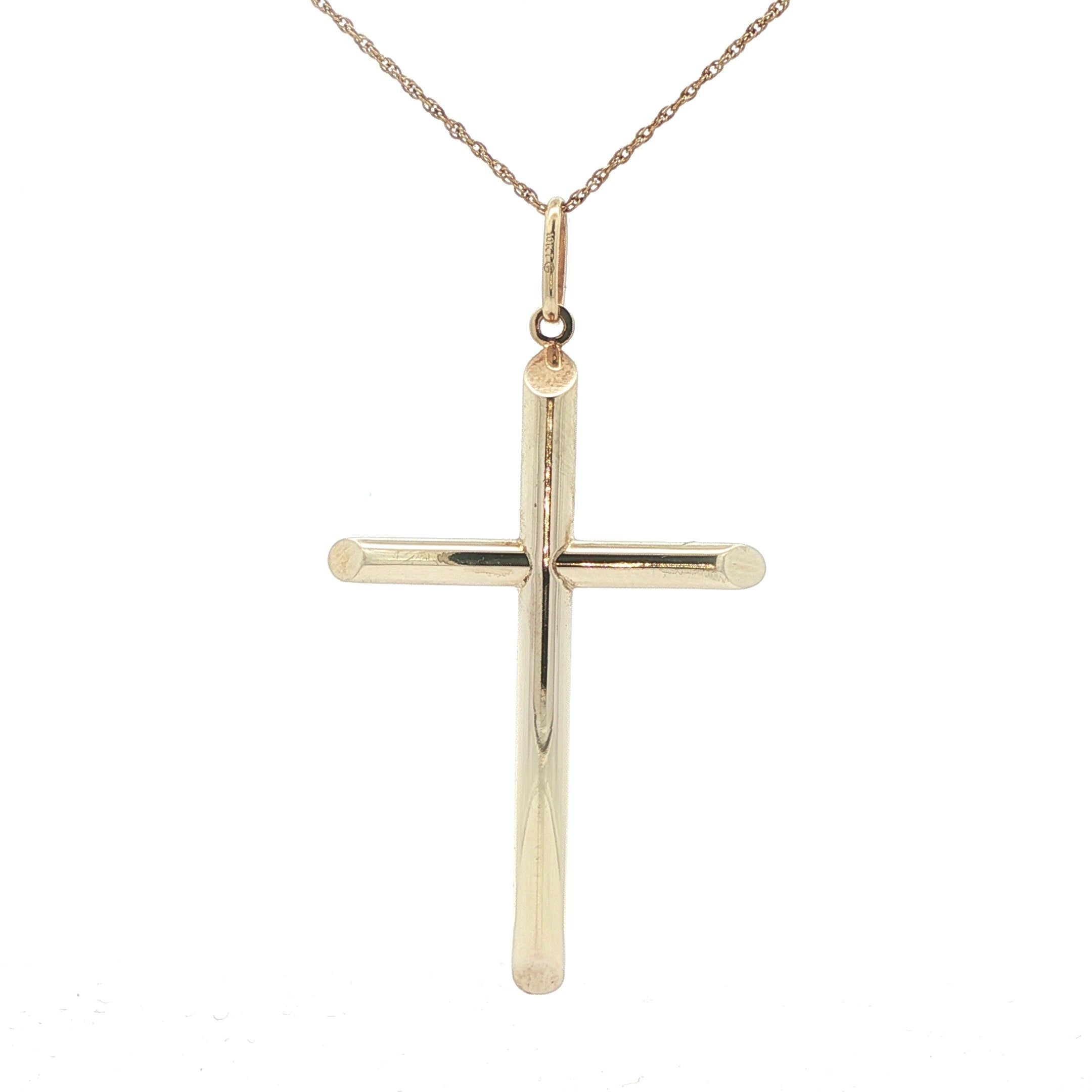 Vintage Estate 10K Yellow Gold Plain Cross Pendant