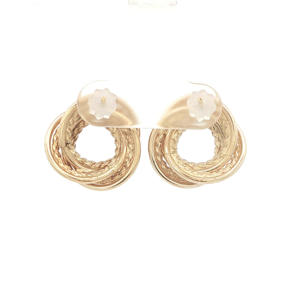 Estate Vintage 14K Yellow Gold Double Circle Rope Knot Earrings Circa 1980s–1990s