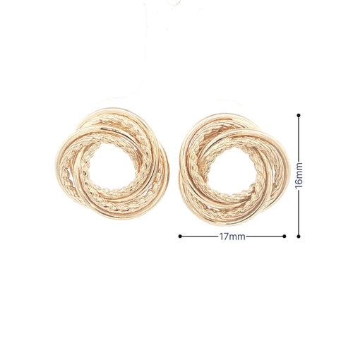 Estate Vintage 14K Yellow Gold Double Circle Rope Knot Earrings Circa 1980s–1990s