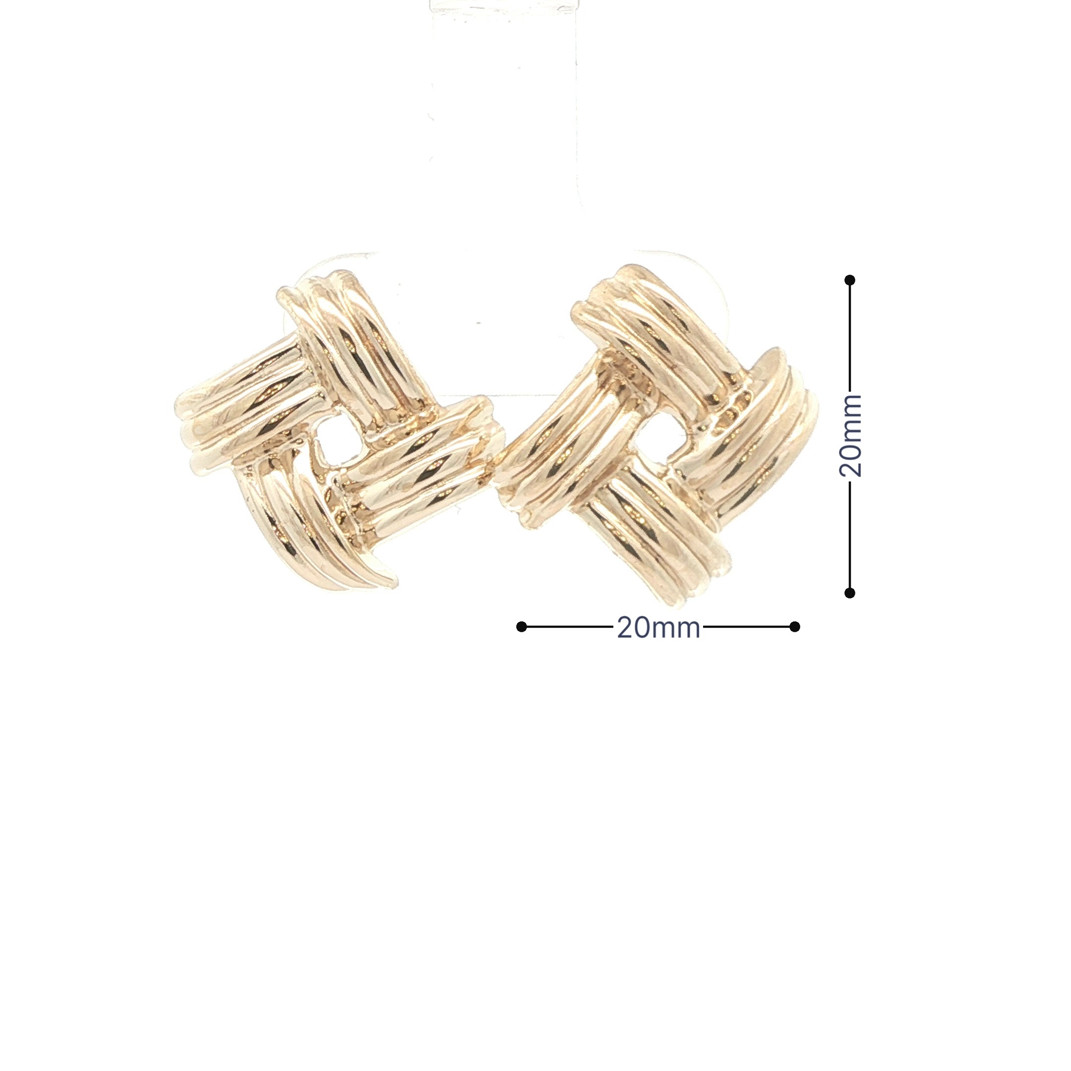 Estate Vintage 14K Yellow Gold Ribbed Openwork Knot Earrings Circa 1980s–1990s