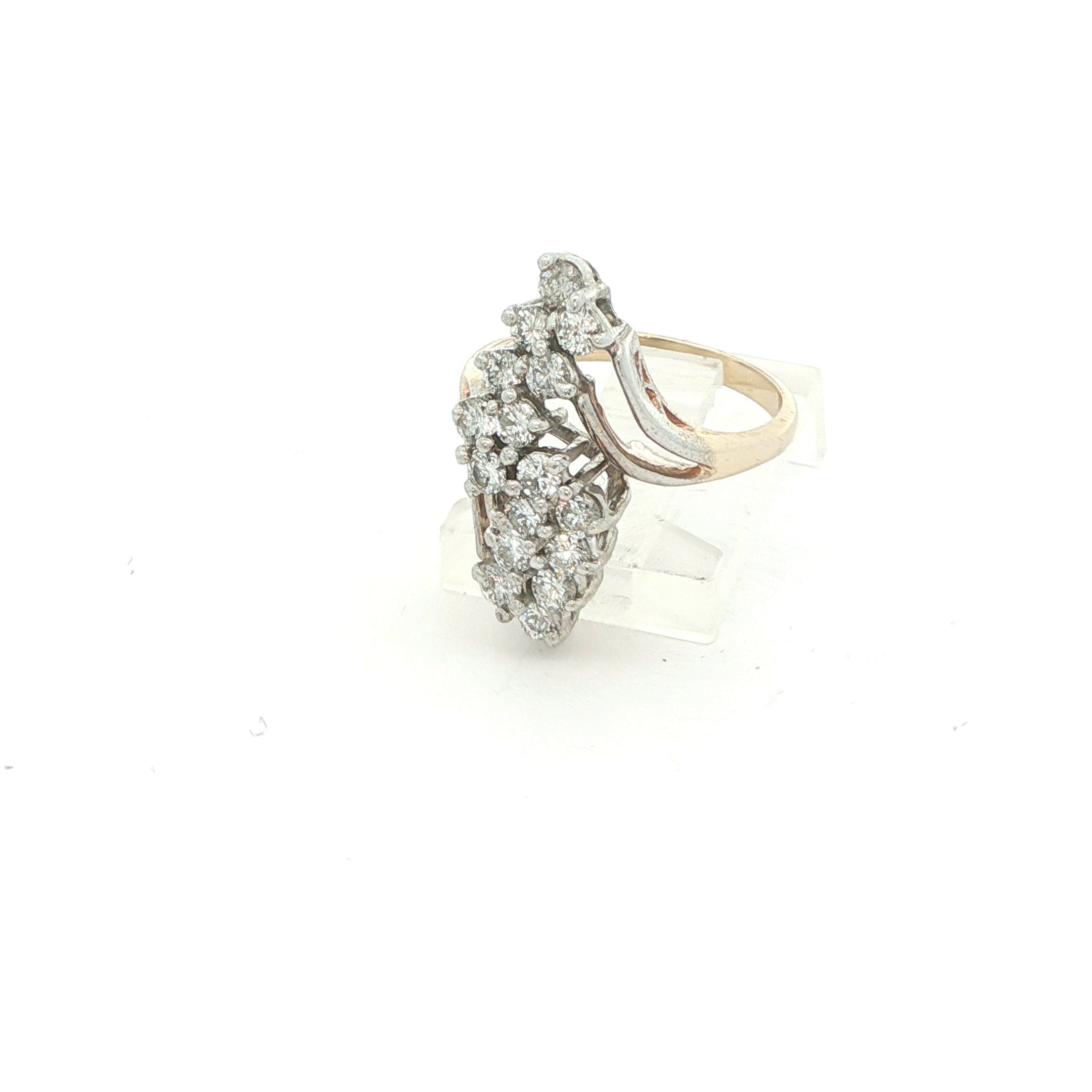 Estate 1990s 14K Two-Tone Gold 1.00 CTW Diamond Cluster Ring G/H VS2–SI – Size 6.25
