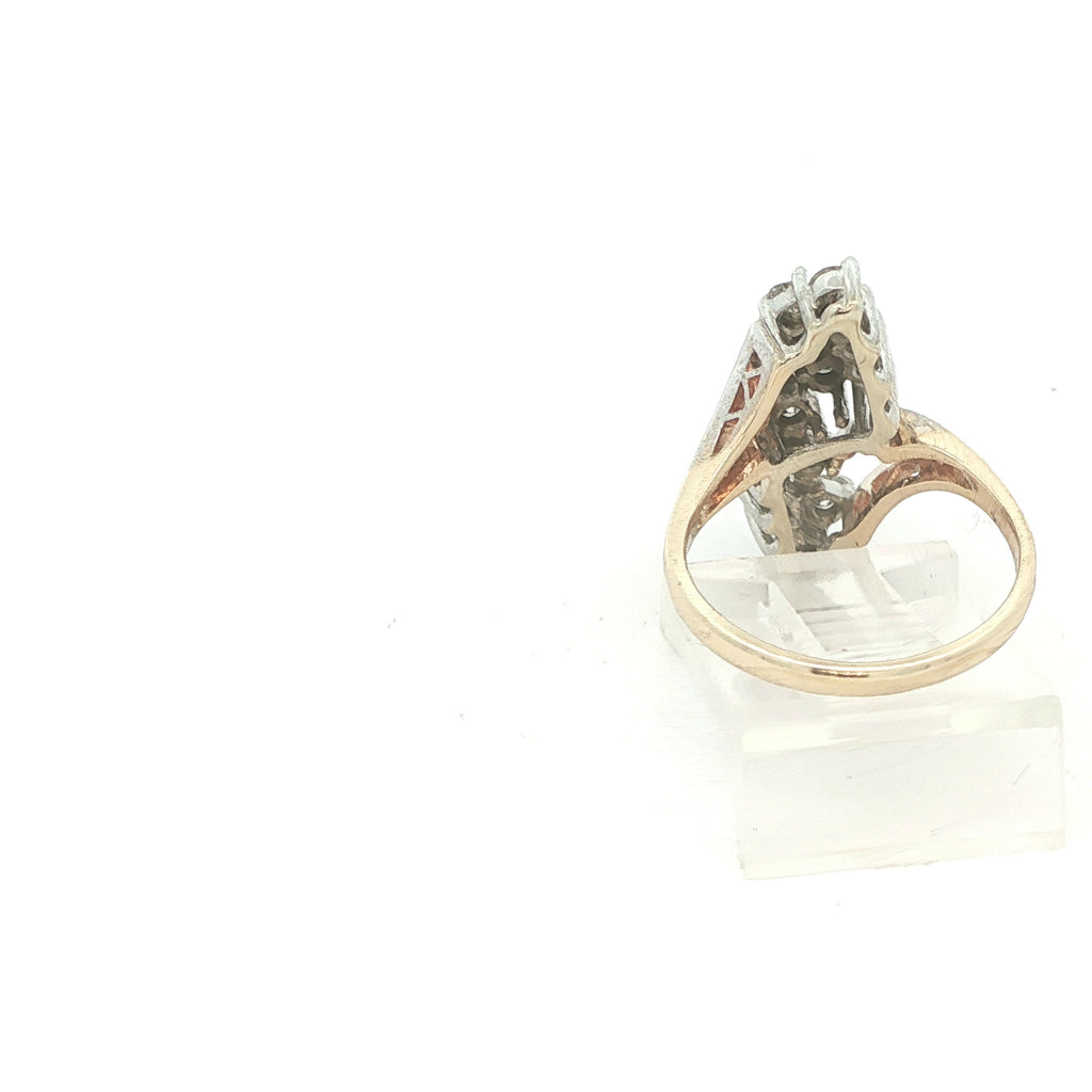 Estate 1990s 14K Two-Tone Gold 1.00 CTW Diamond Cluster Ring G/H VS2–SI – Size 6.25