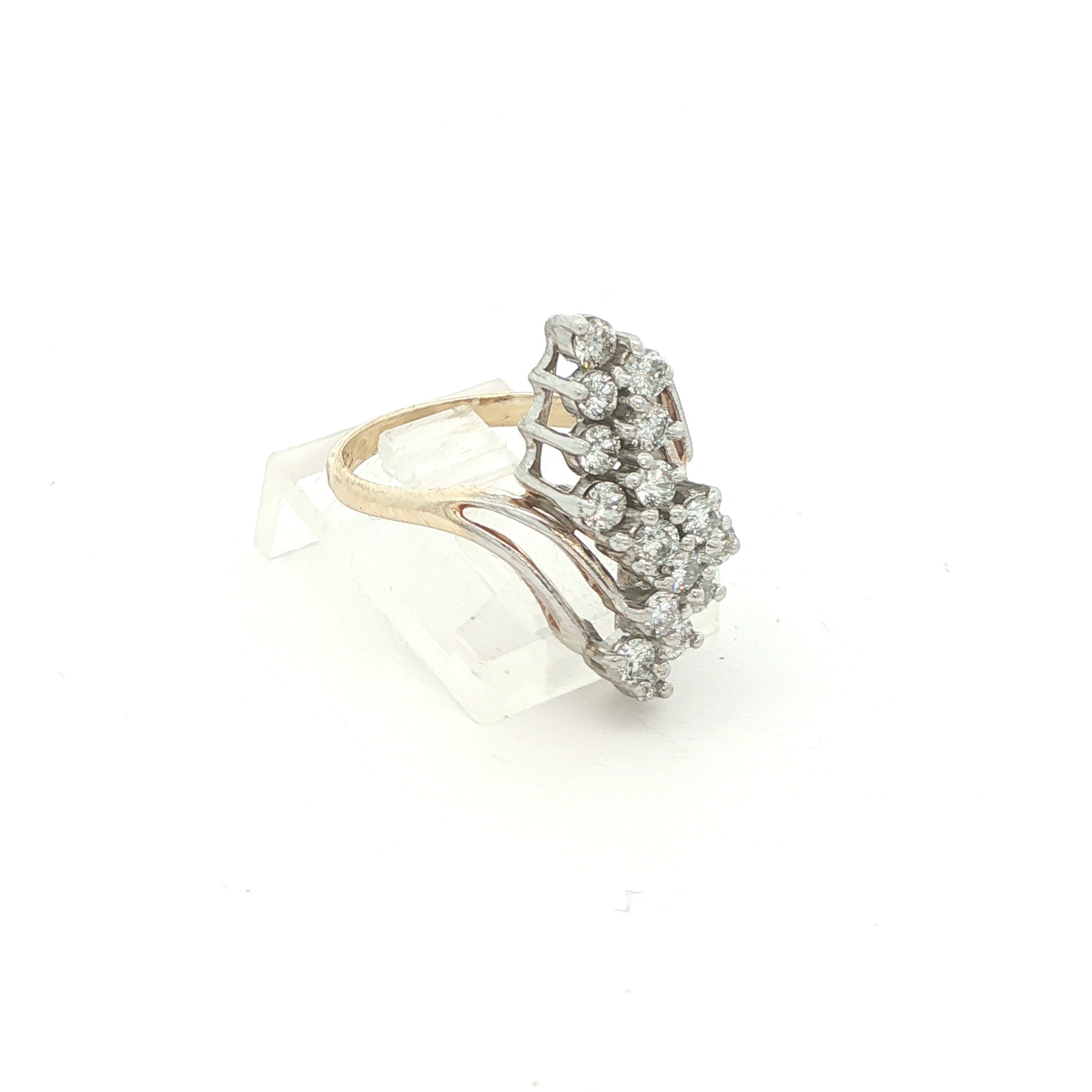 Estate 1990s 14K Two-Tone Gold 1.00 CTW Diamond Cluster Ring G/H VS2–SI – Size 6.25