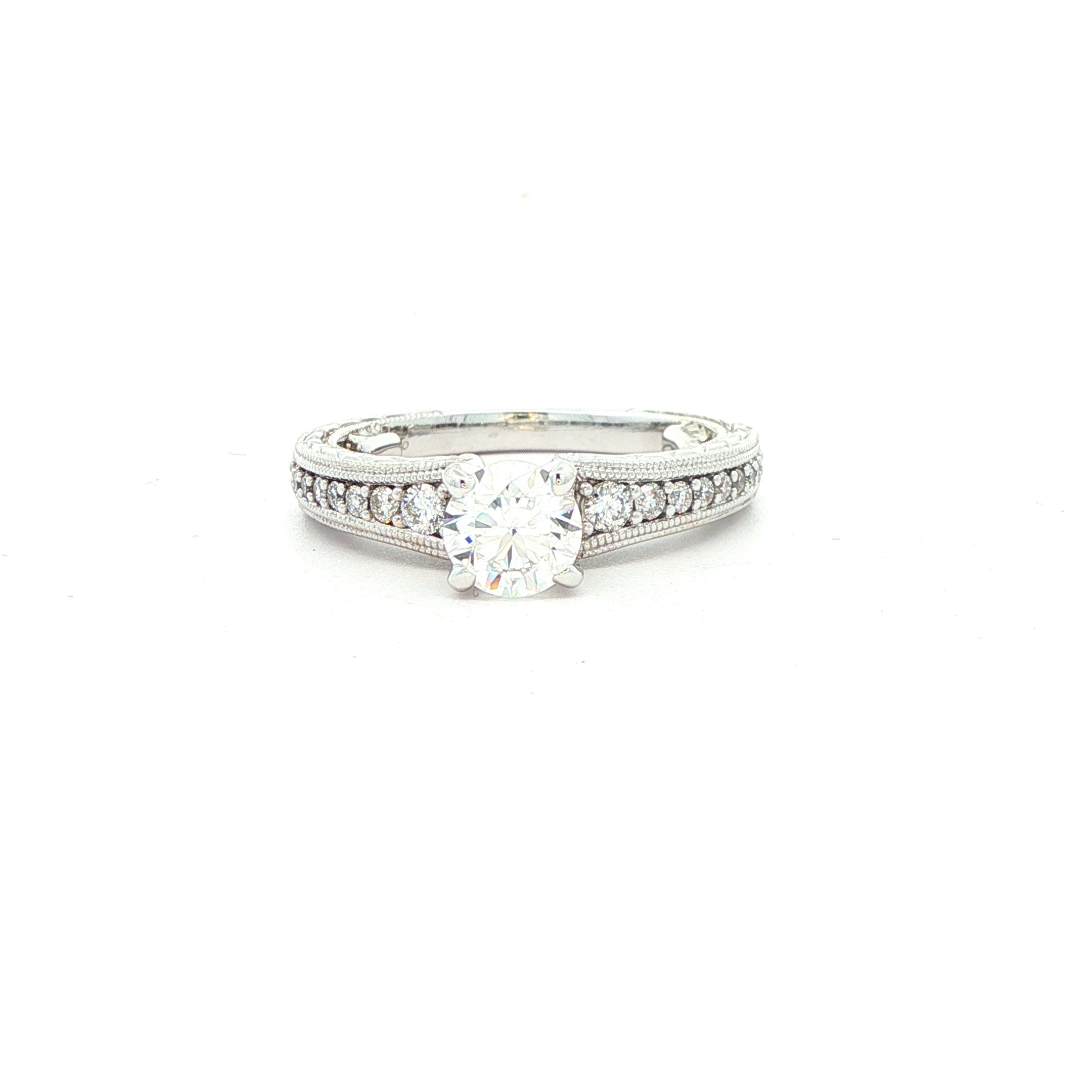 14K Estate White Gold Diamond Engagement Ring-0.90ct TW