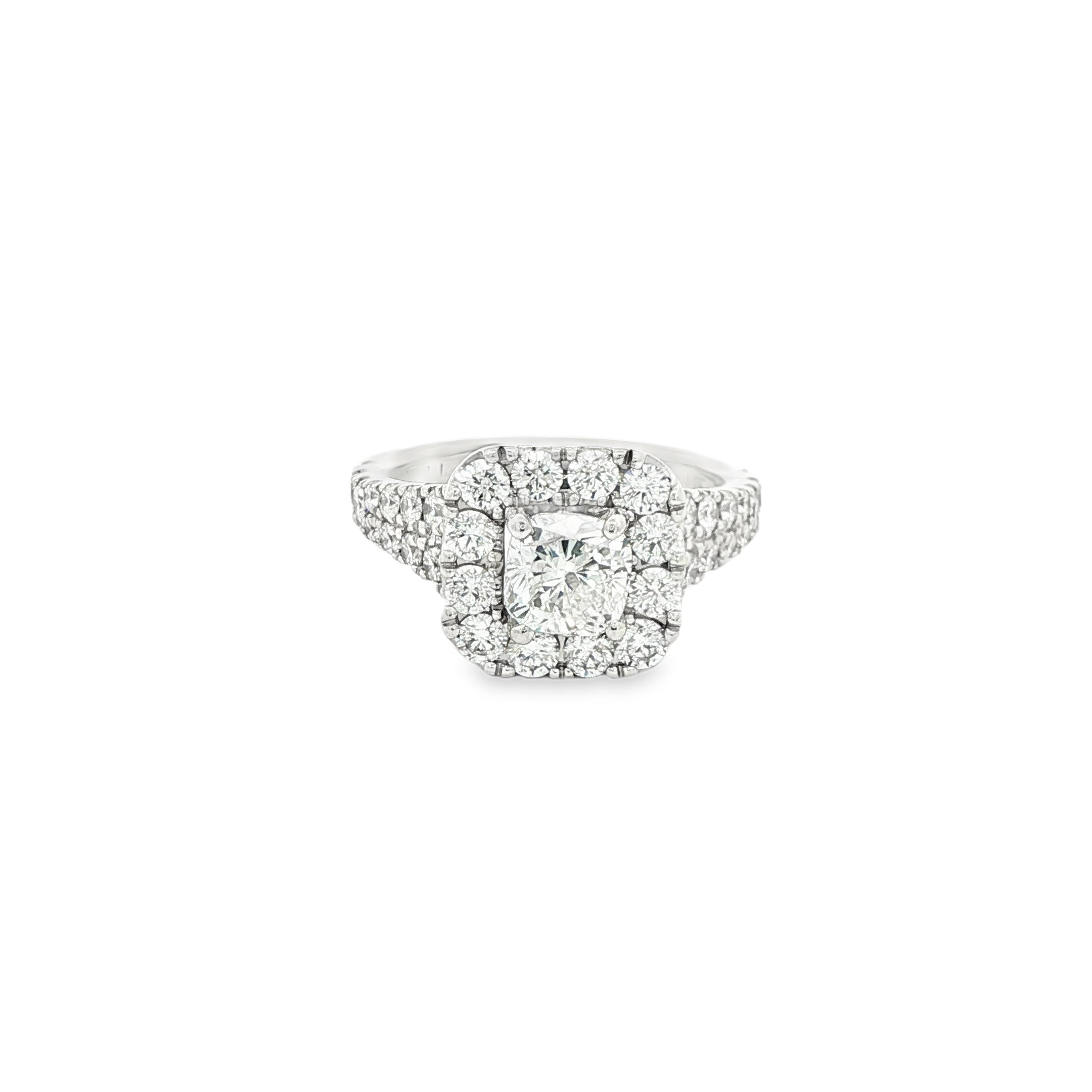 14k White Gold Cushion Diamond Engagement Neil Lane Ring