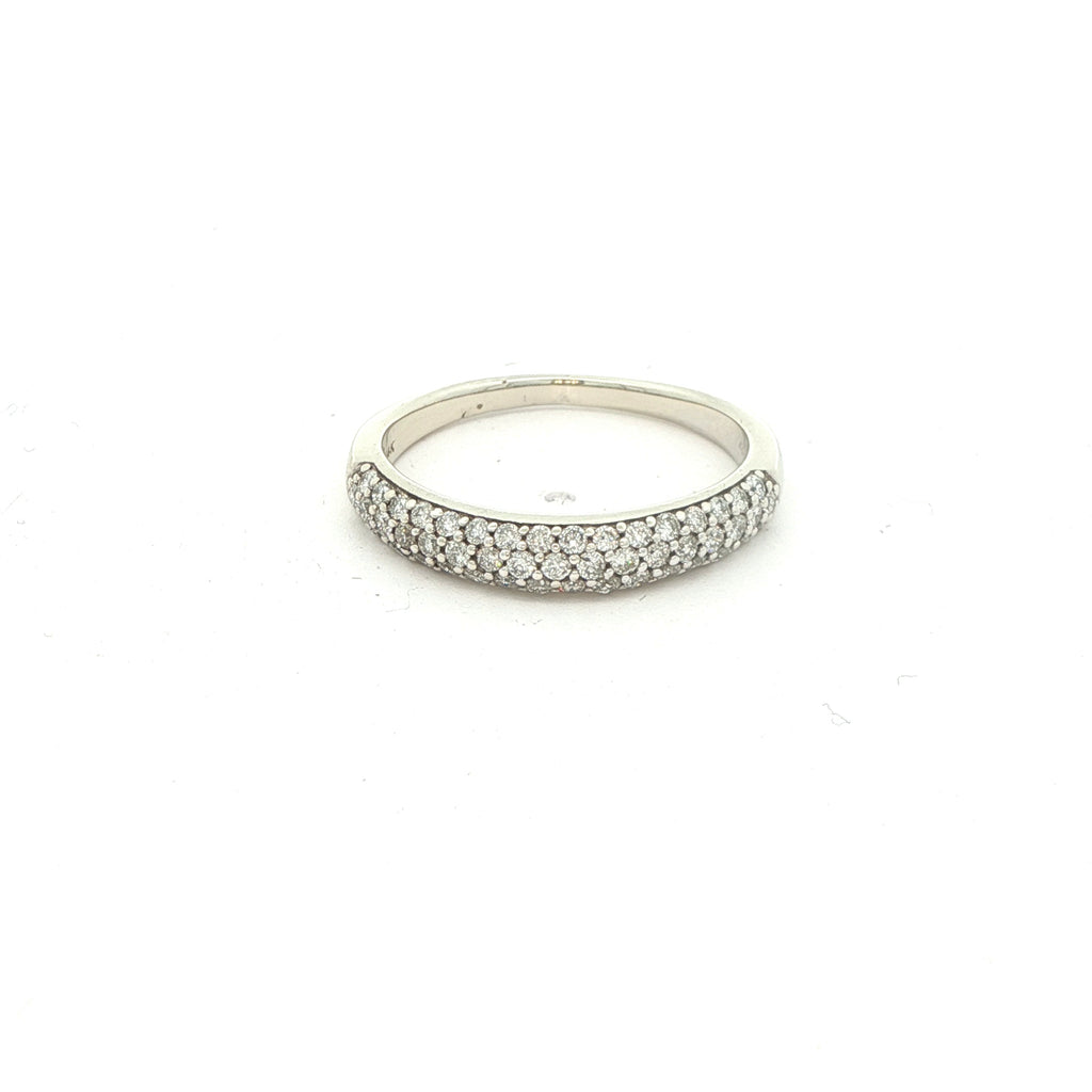 Estate 14K White Gold Diamond Multi Cluster Band Ring Size 8