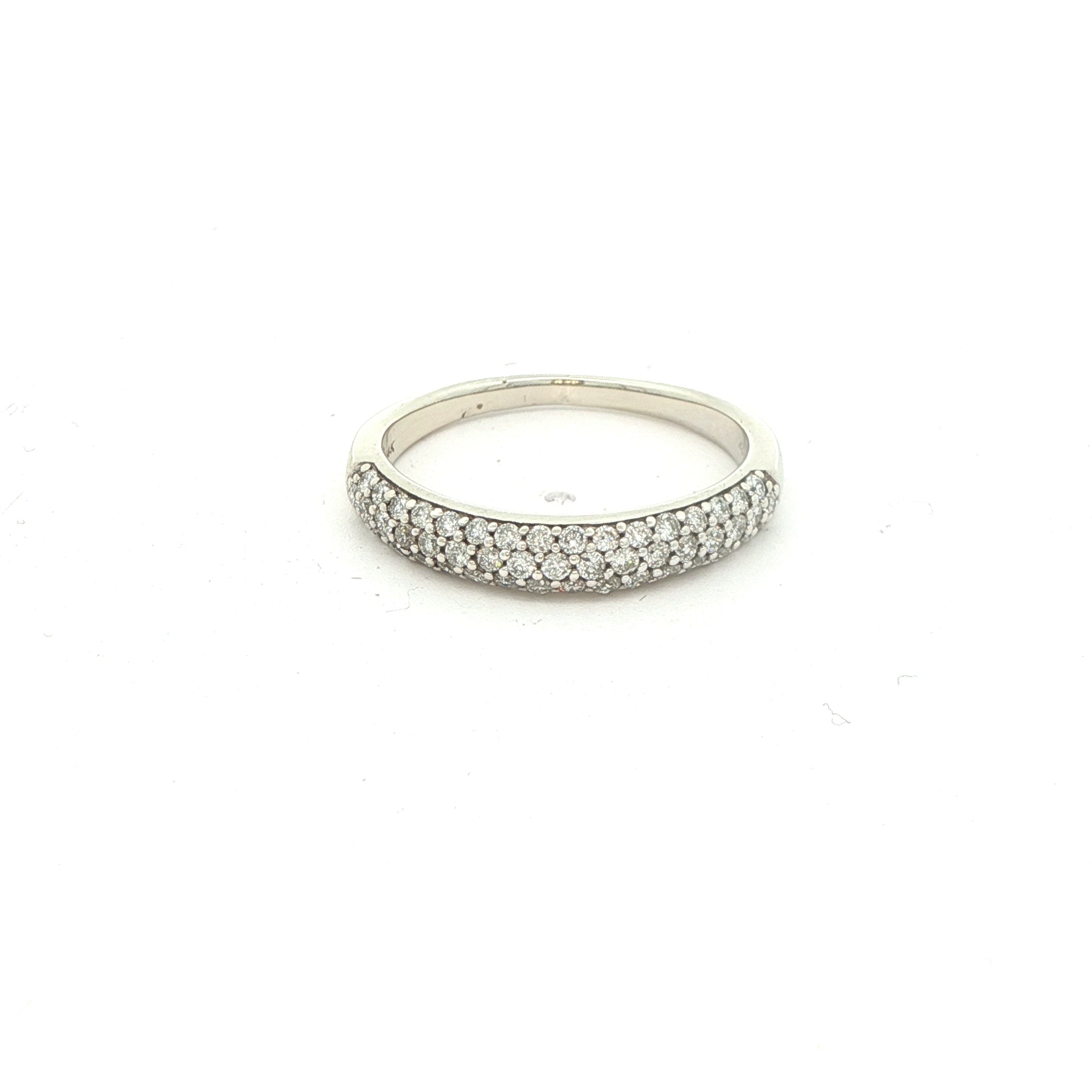 Estate 14K White Gold Diamond Multi Cluster Band Ring Size 8