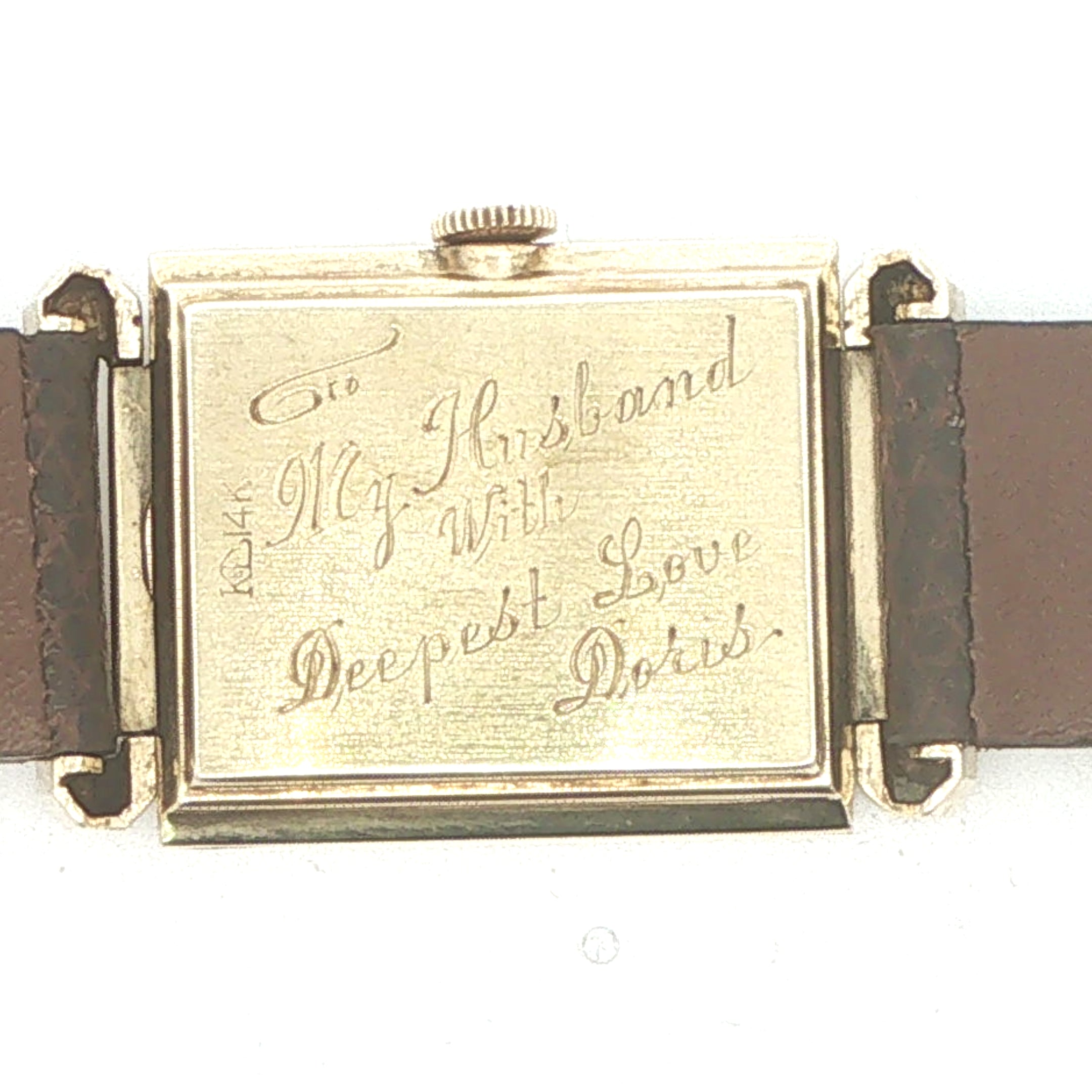 Estate Longines Mid-Century 1950s–1960s 14K Yellow Gold Rectangular Dress Watch 44mm x 31mm