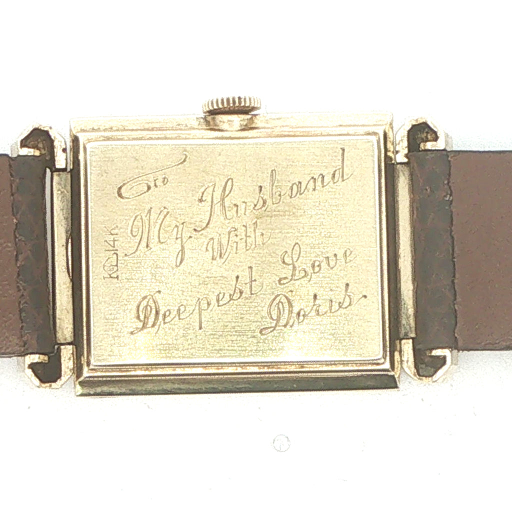Estate Longines Mid-Century 1950s–1960s 14K Yellow Gold Rectangular Dress Watch 44mm x 31mm