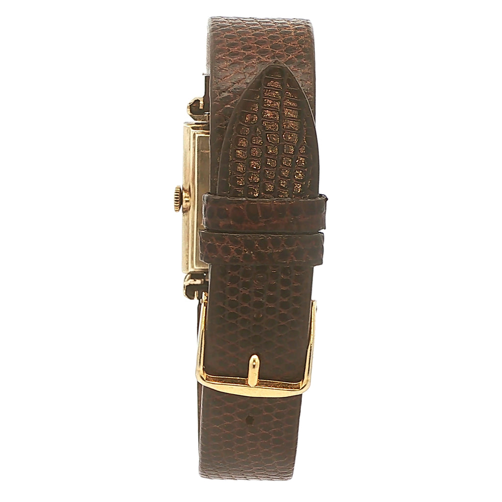 Estate Longines Mid-Century 1950s–1960s 14K Yellow Gold Rectangular Dress Watch 44mm x 31mm
