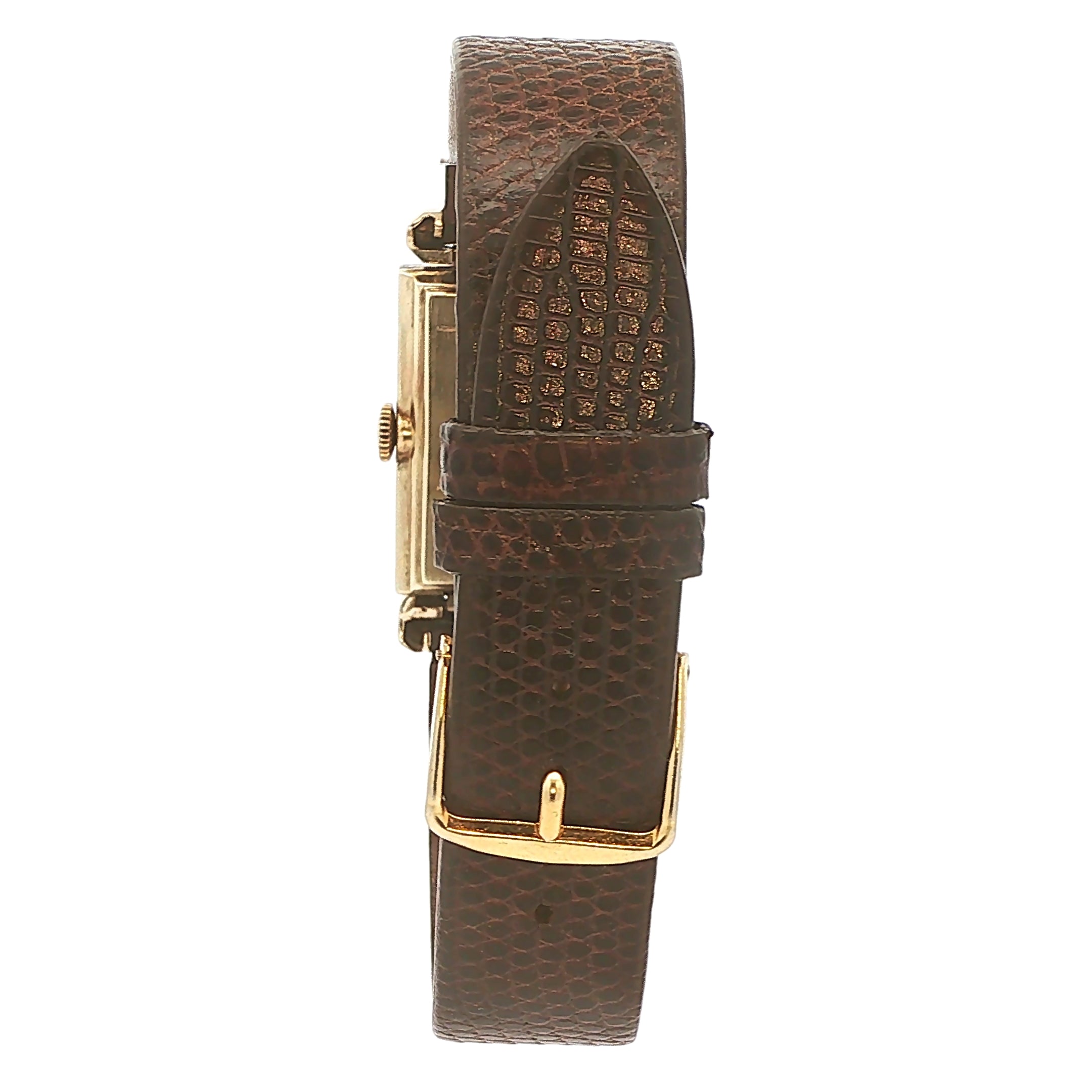 Estate Longines Mid-Century 1950s–1960s 14K Yellow Gold Rectangular Dress Watch 44mm x 31mm
