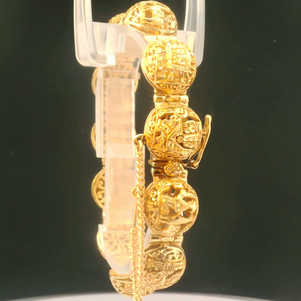 Gold Carved Dome Bracelet