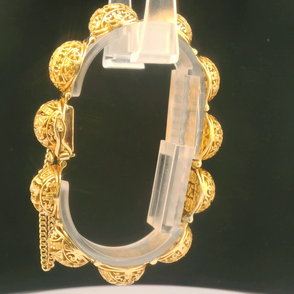 Gold Carved Dome Bracelet