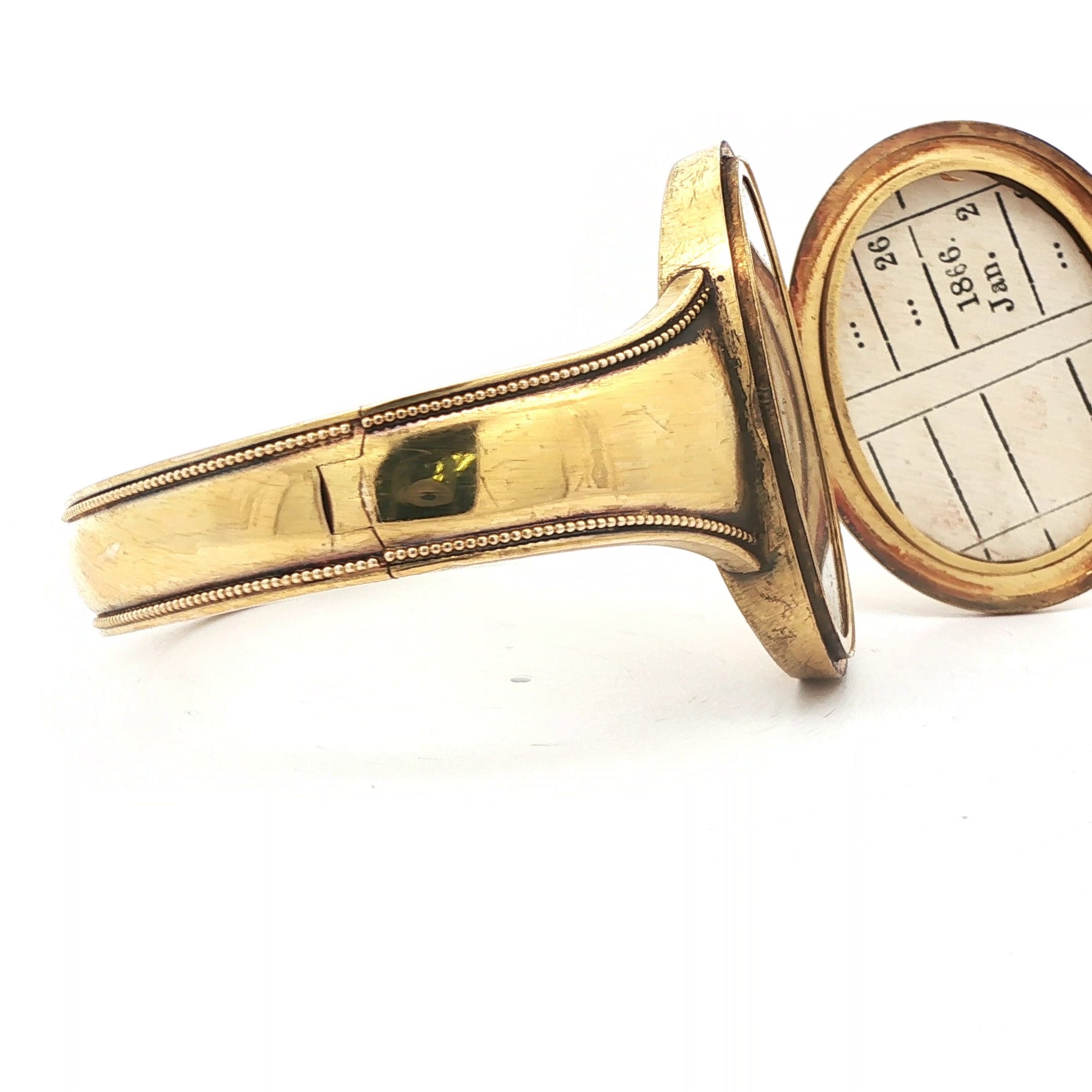 Victorian 1868 Estate 22K Yellow Gold Mourning Bracelet with Hand-Painted Portrait Miniatures – Stuyvesant Family