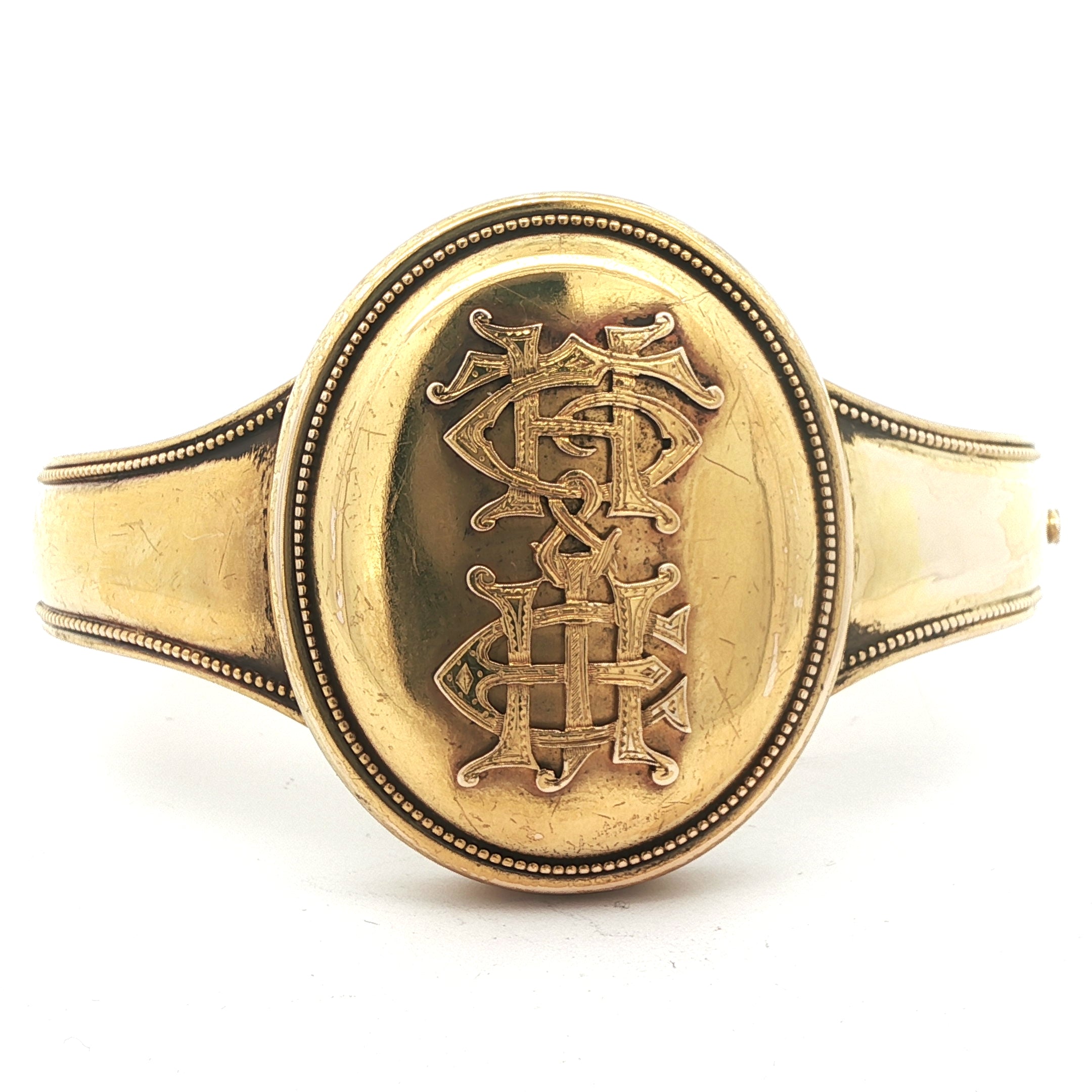 Victorian 1868 Estate 22K Yellow Gold Mourning Bracelet with Hand-Painted Portrait Miniatures – Stuyvesant Family