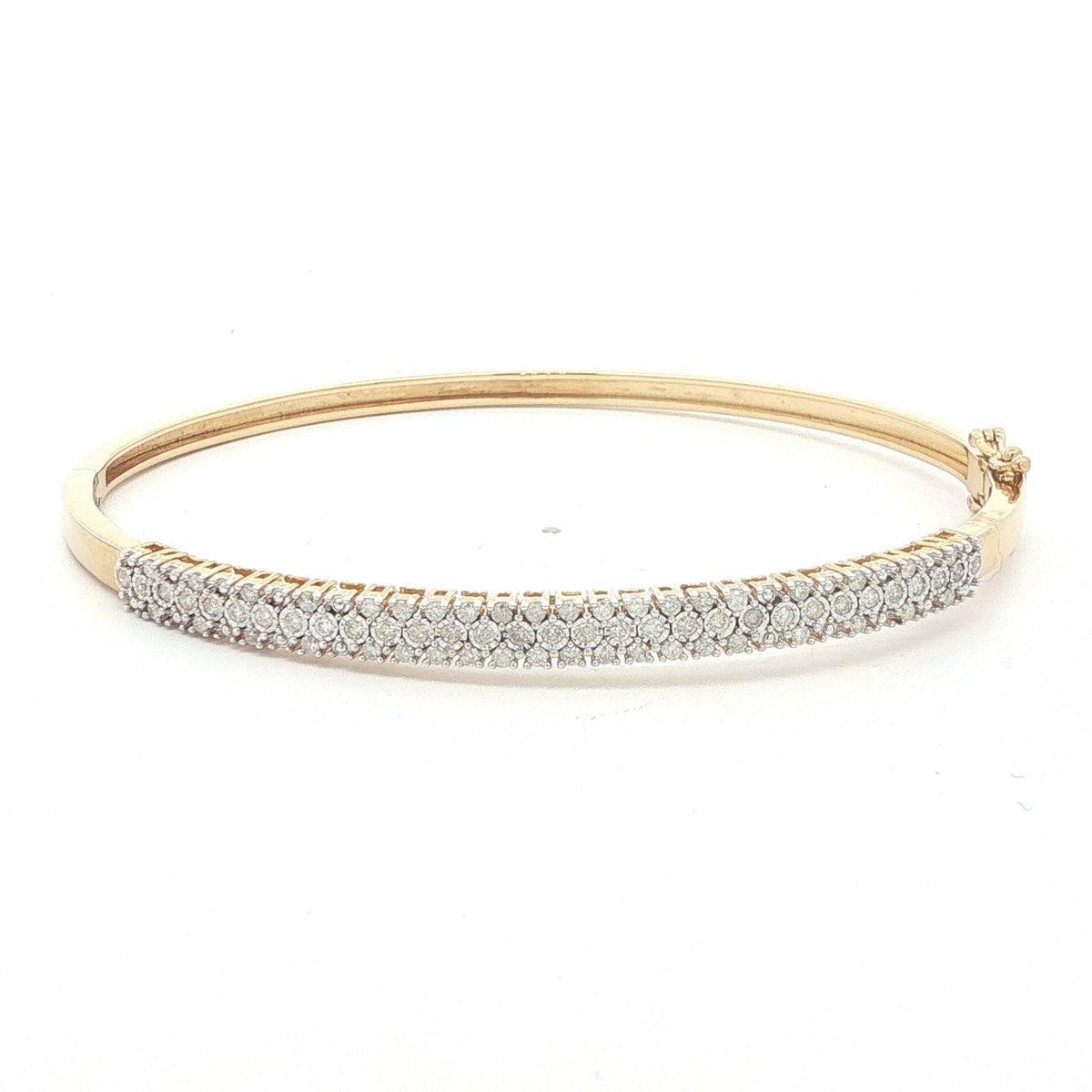 Estate Gold-Plated 0.25 CTW Diamond Cluster Bangle – 7-Inch Wrist