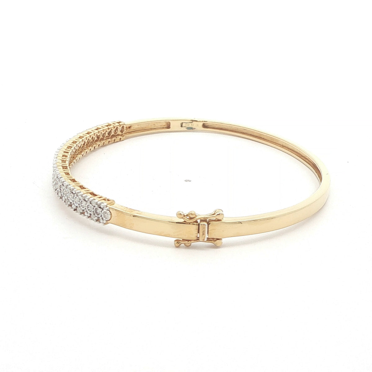 Estate Gold-Plated 0.25 CTW Diamond Cluster Bangle – 7-Inch Wrist