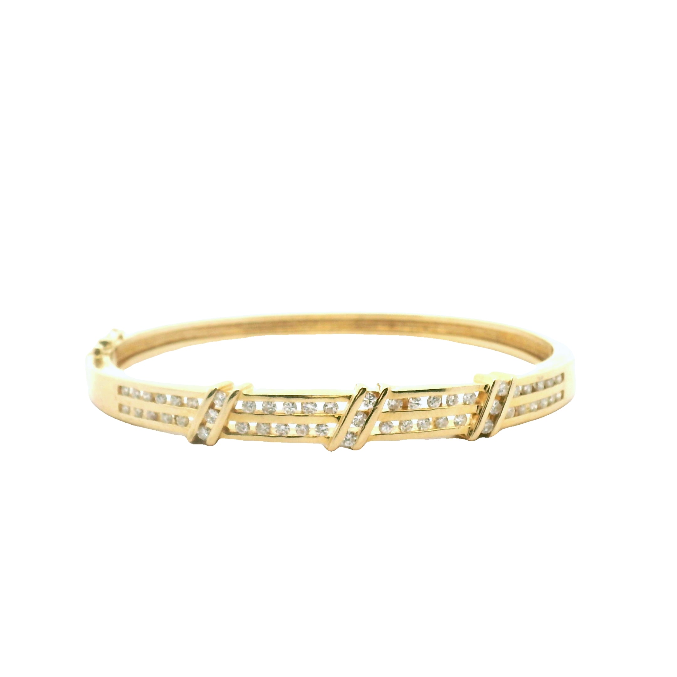 Unique 14K Gold Diamond Channel Bracelet