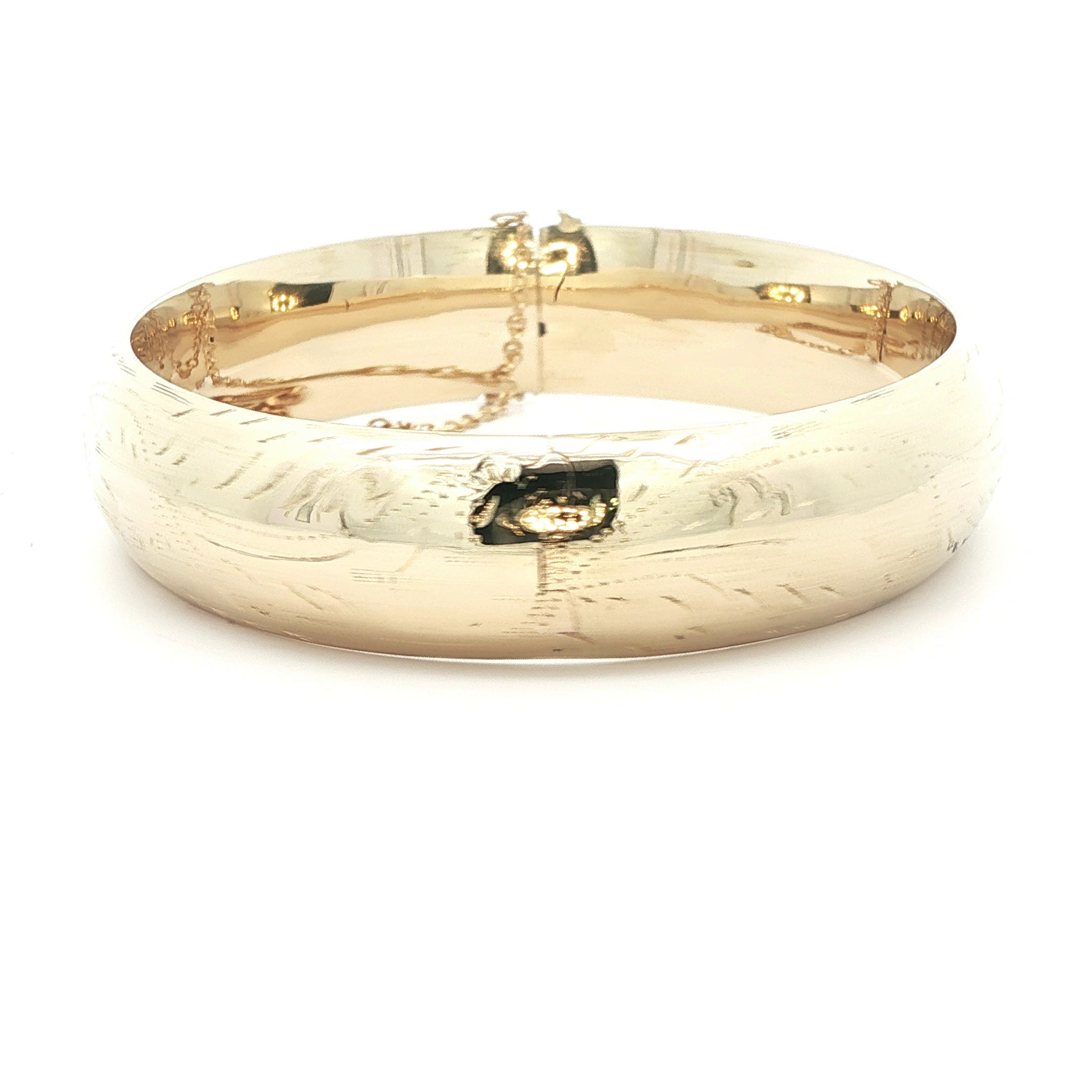 14K Yellow Gold Vintage Floral Hinged Bangle