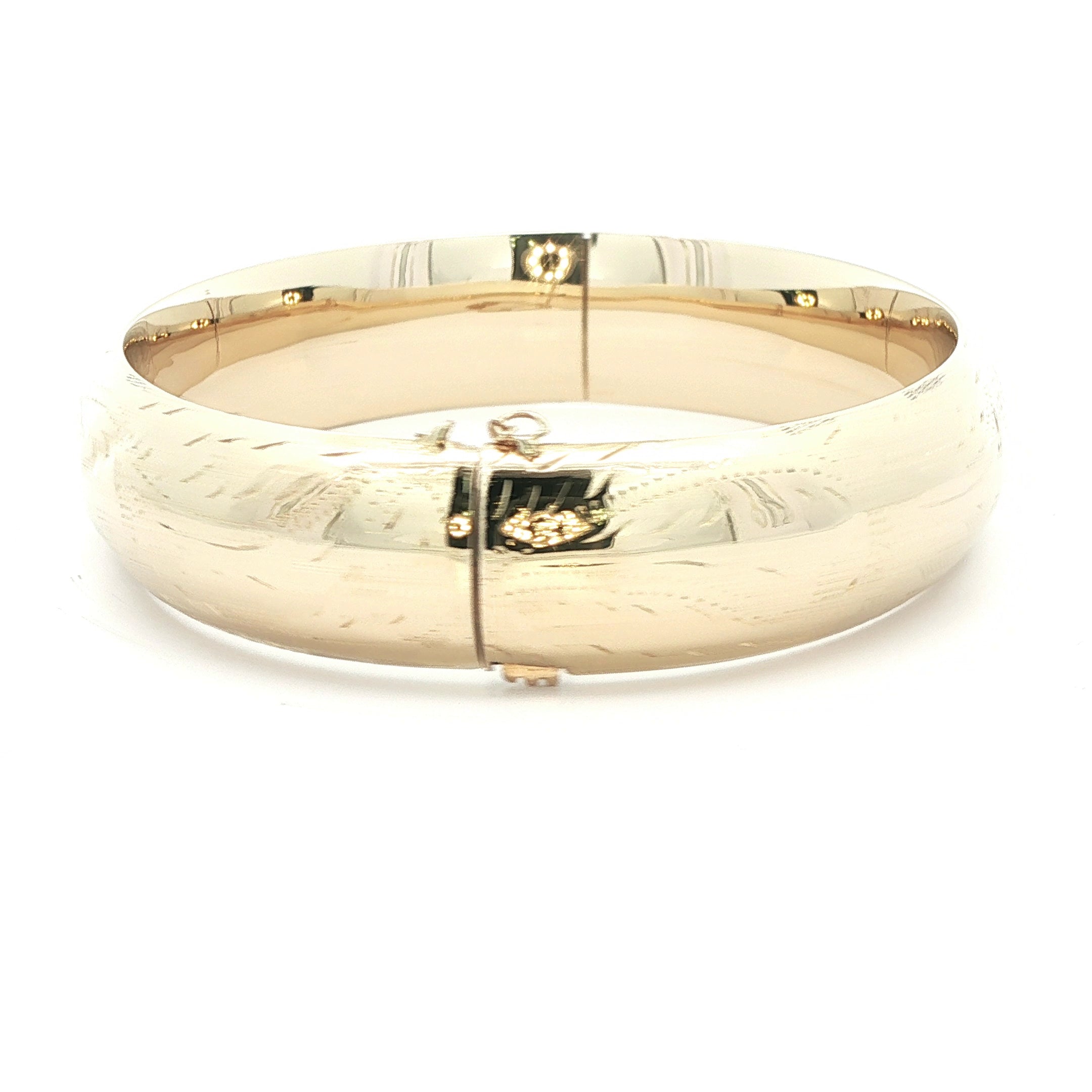 14K Yellow Gold Vintage Floral Hinged Bangle