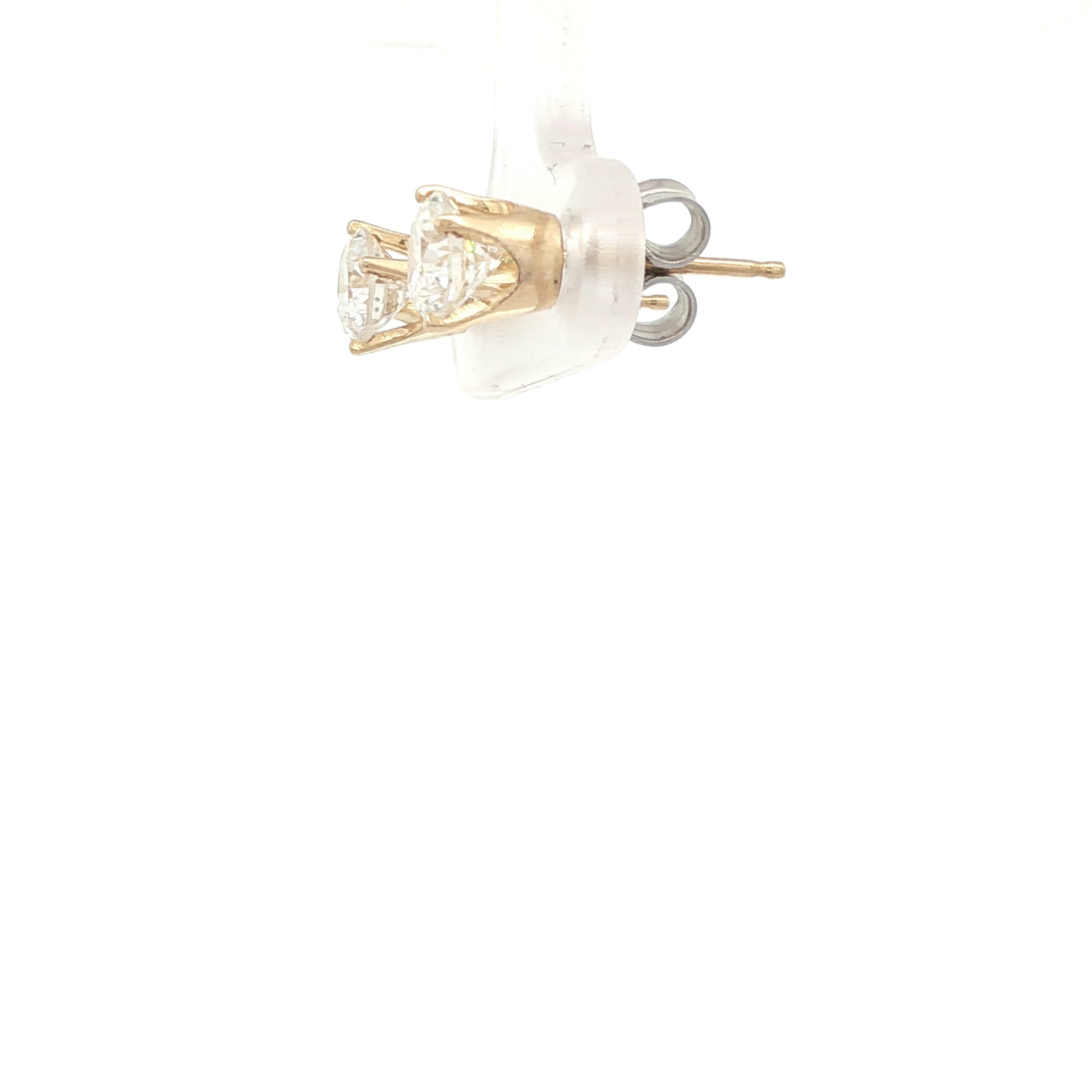 14K Yellow Gold Natural Diamond Stud Earrings 1 CTW VS1 Clarity
