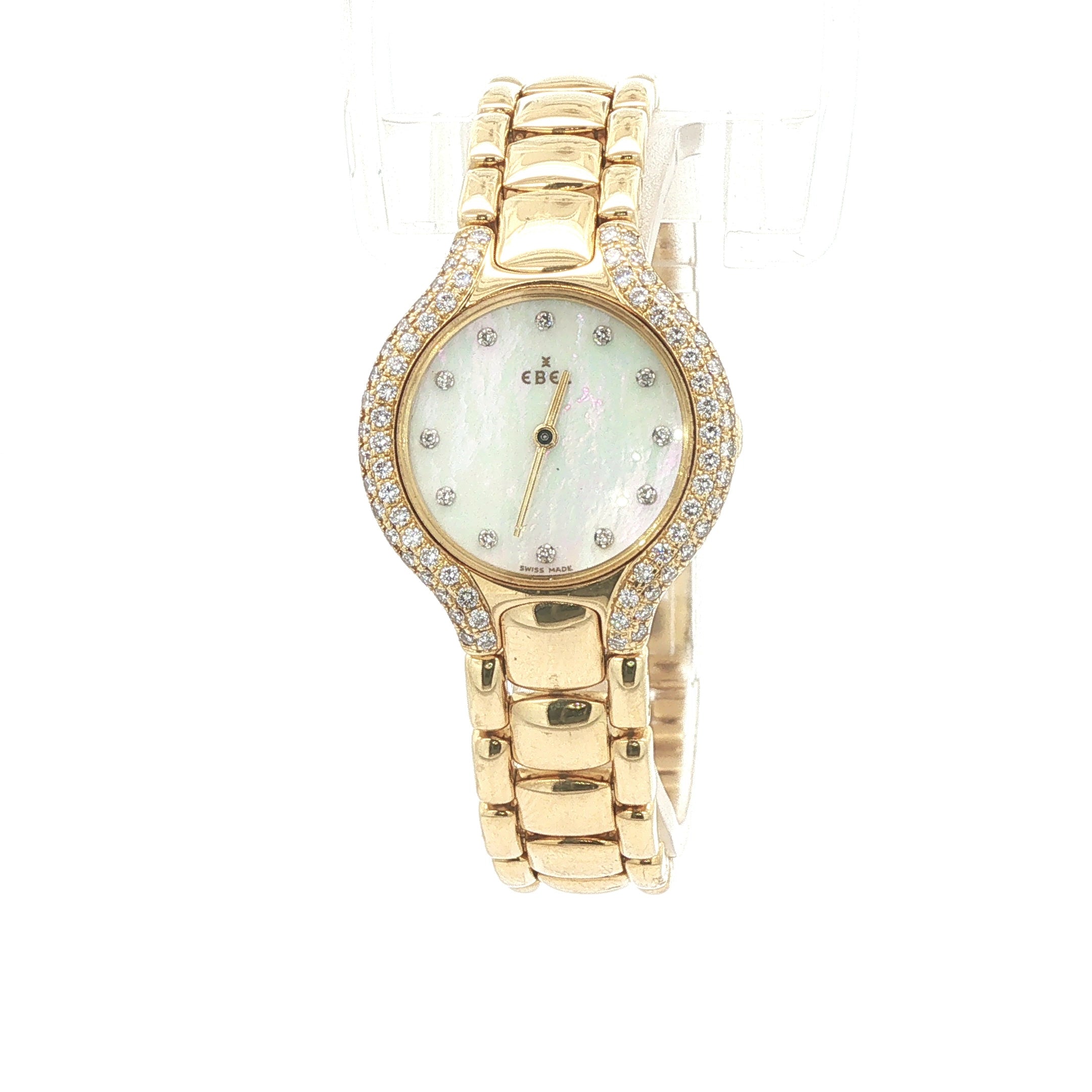 Estate Vintage Ebel Beluga 18K Yellow Gold Diamond Mother of Pearl Dial Watch Circa 1990s