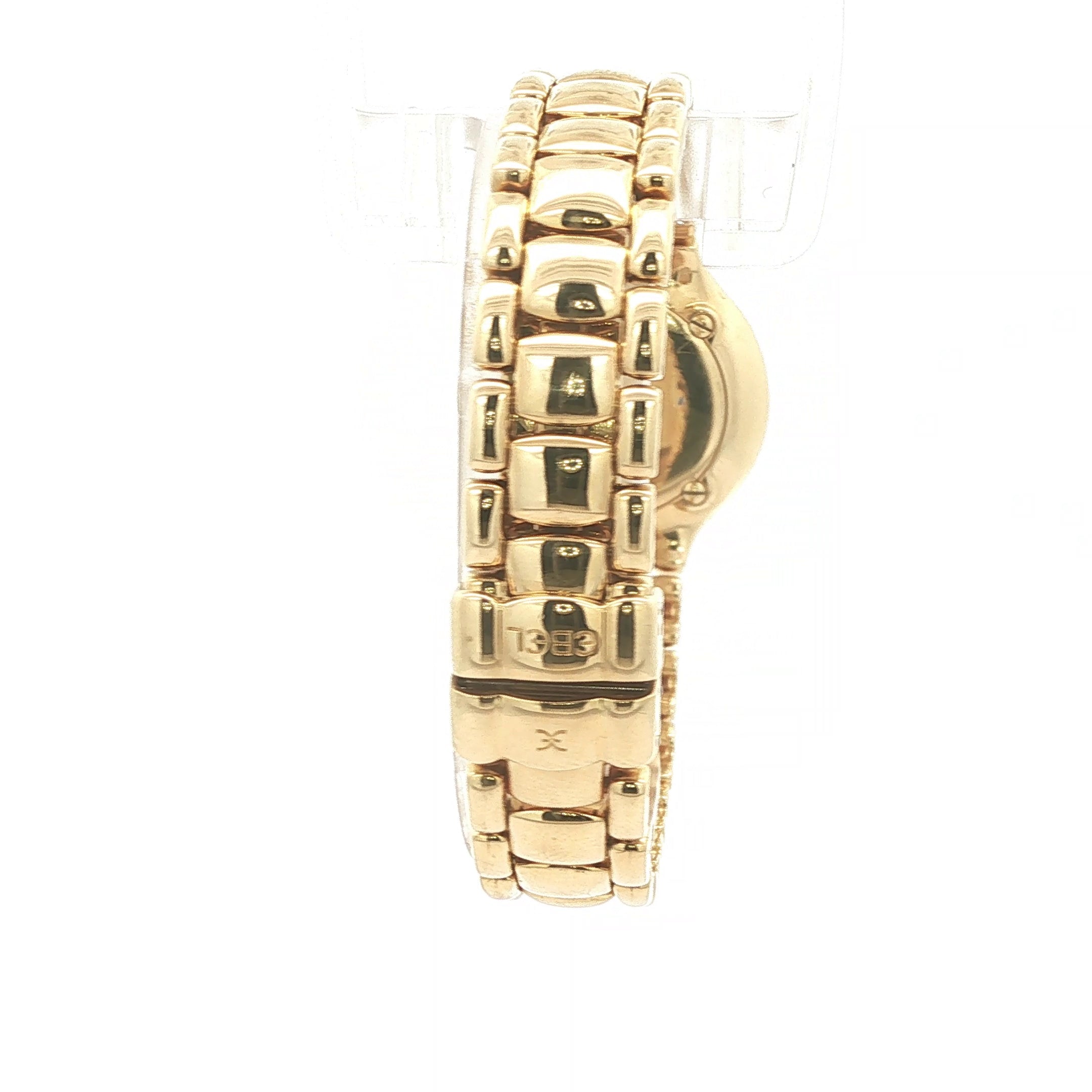 Estate Vintage Ebel Beluga 18K Yellow Gold Diamond Mother of Pearl Dial Watch Circa 1990s