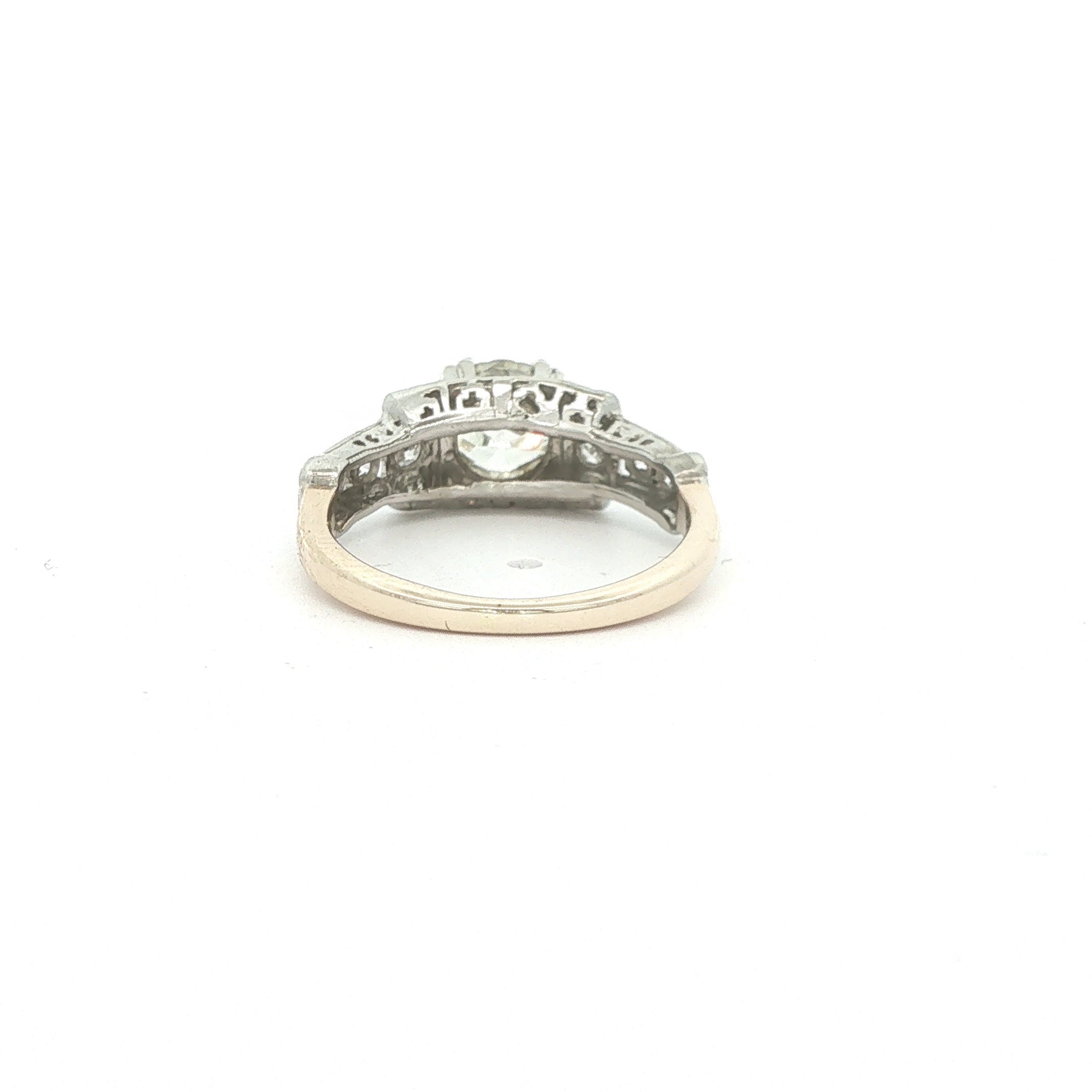 Estate Vintage 1930s Art Deco 14K Two Tone Old Mine Cut Diamond Ring Approx. 1.15 Carat Size 5
