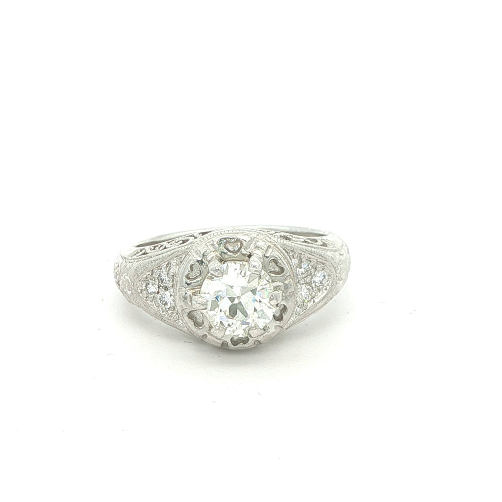 Estate Art Deco Era Platinum Filigree Diamond Ring Circa 1920s–1930s – 1.05CT VS1 G/H