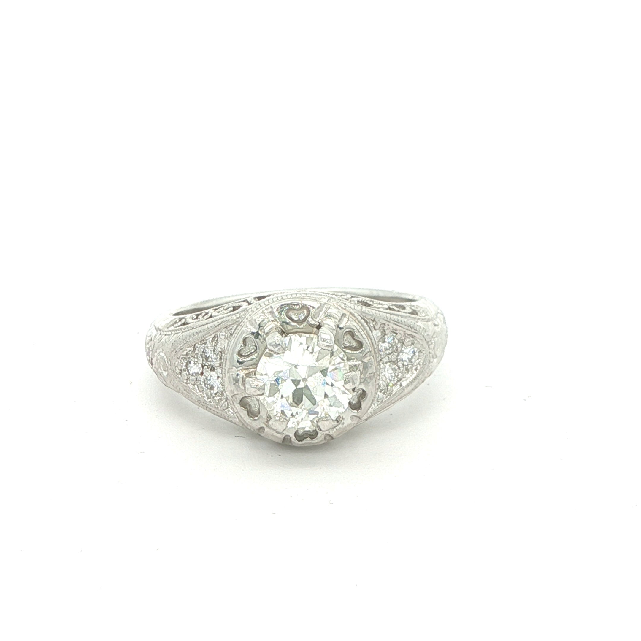 Estate Art Deco Era Platinum Filigree Diamond Ring Circa 1920s–1930s – 1.05CT VS1 G/H