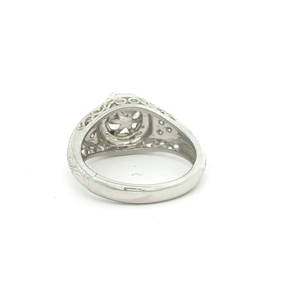 Estate Art Deco Era Platinum Filigree Diamond Ring Circa 1920s–1930s – 1.05CT VS1 G/H