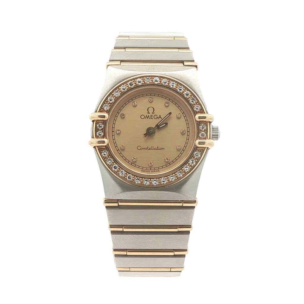 1993 Vintage Estate Omega Constellation Ladies’ Diamond Watch – 18K Yellow Gold & Stainless Steel