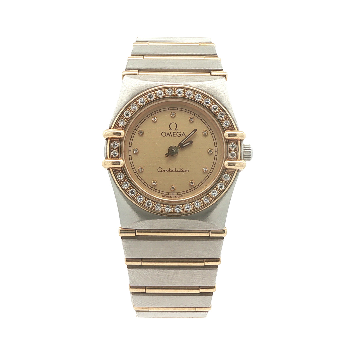 1993 Vintage Estate Omega Constellation Ladies’ Diamond Watch – 18K Yellow Gold & Stainless Steel
