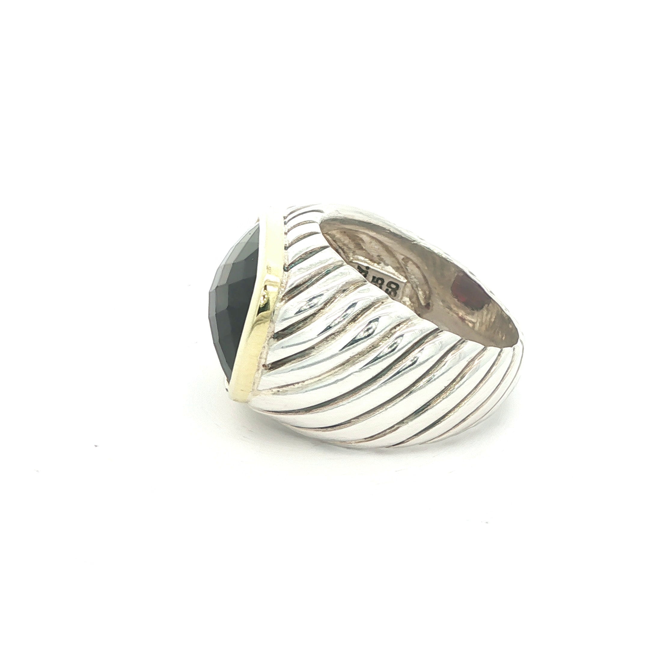 David Yurman Estate Garnet Ring in Sterling Silver & 18K Gold, c. 2000