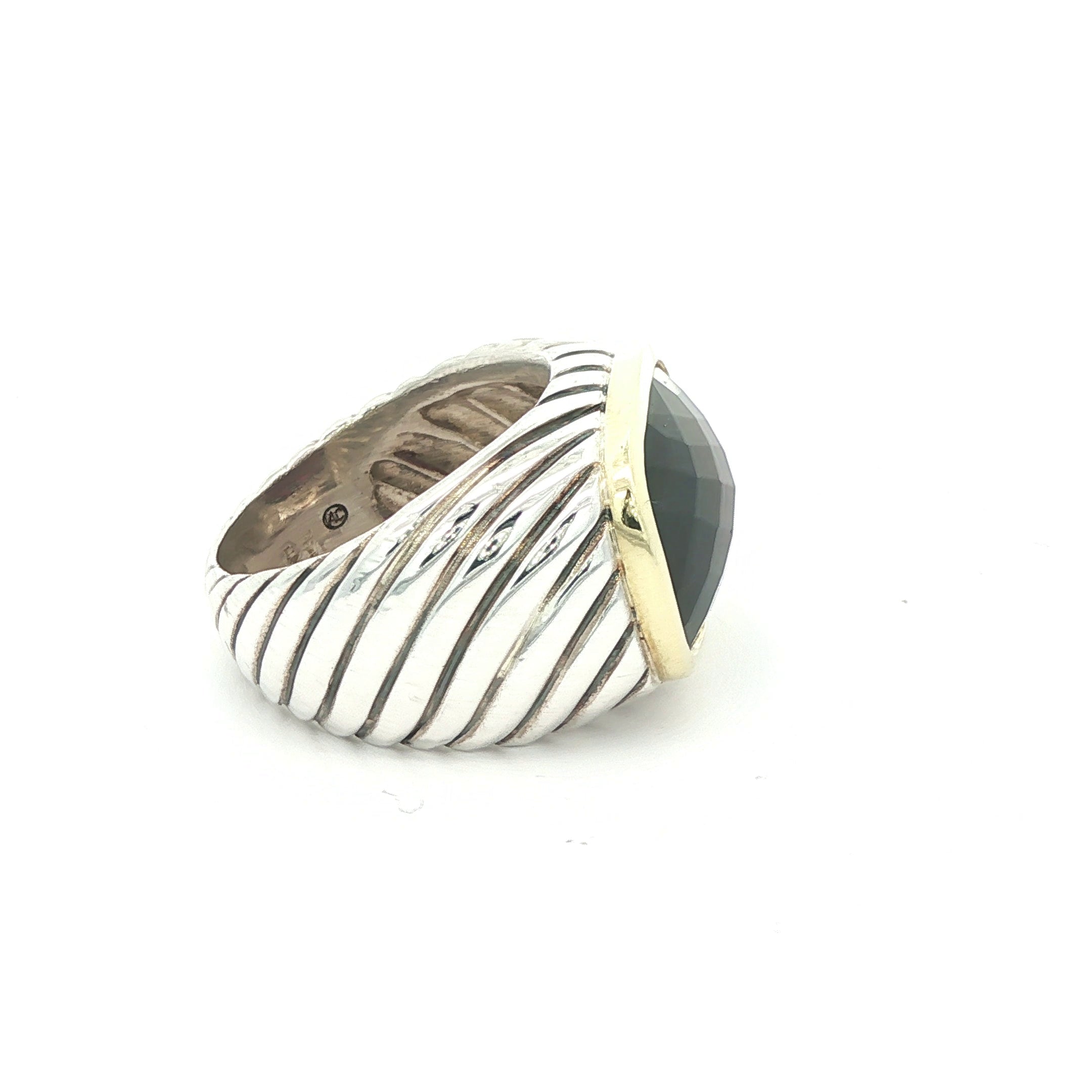 David Yurman Estate Garnet Ring in Sterling Silver & 18K Gold, c. 2000