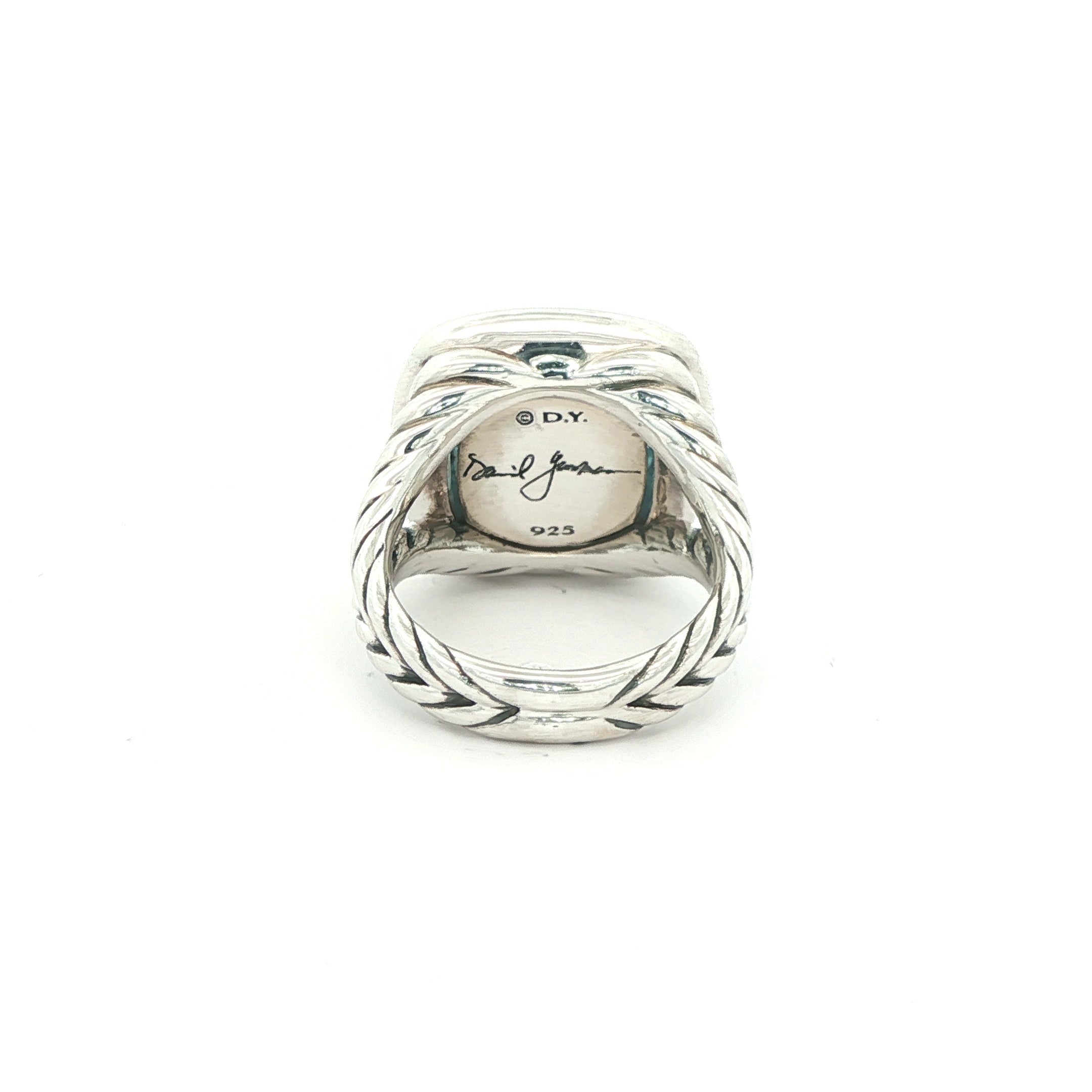 David Yurman Estate Blue Topaz & Diamond Halo Ring in Sterling Silver, c. 2008