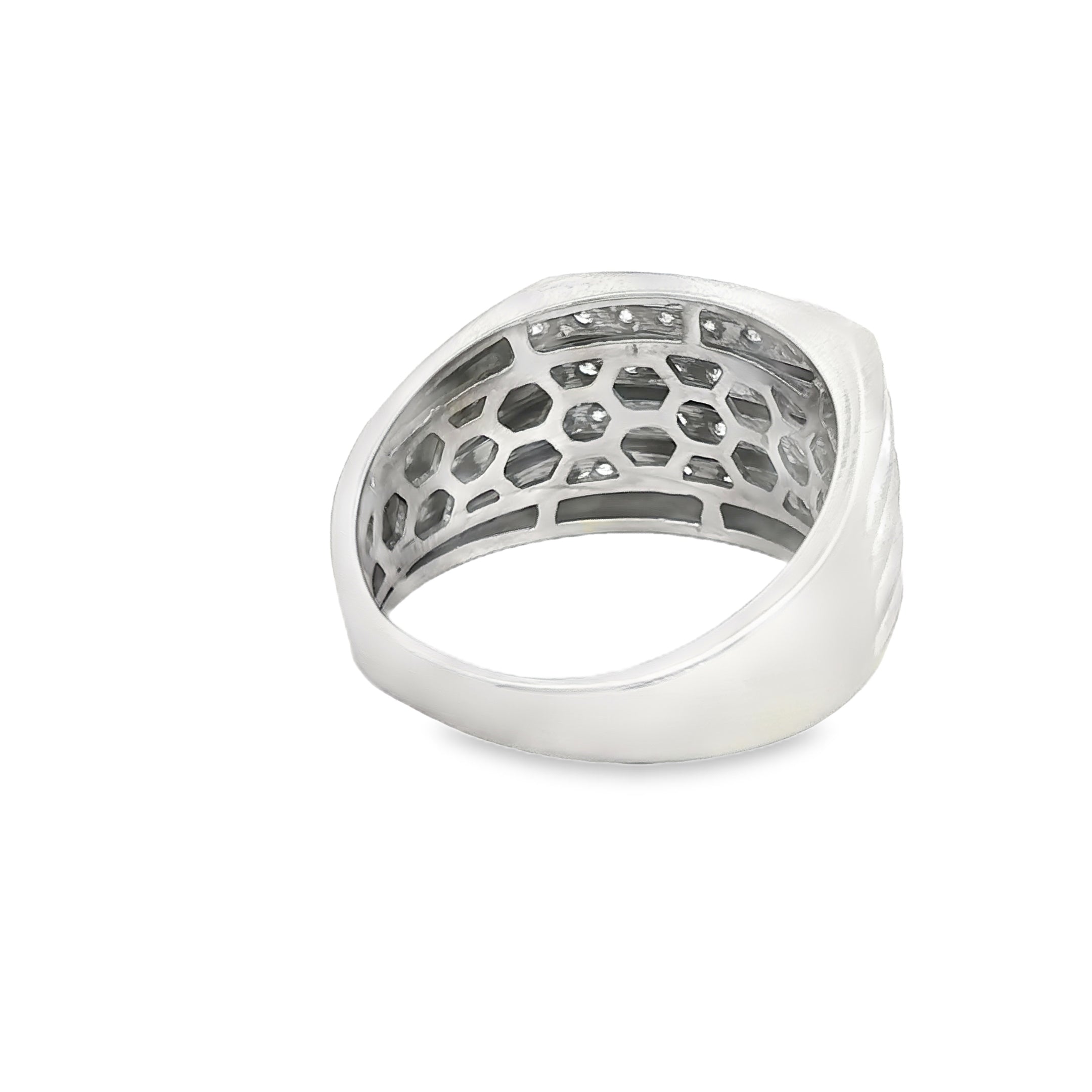 10k 1 CTW White Gold Multirow Ring with Round Cut Diamonds