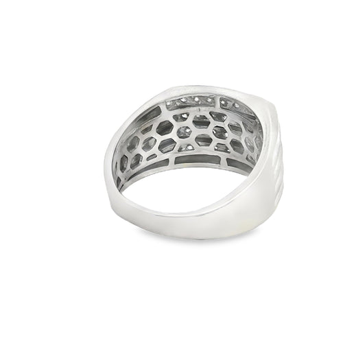 10k 1 CTW White Gold Multirow Ring with Round Cut Diamonds