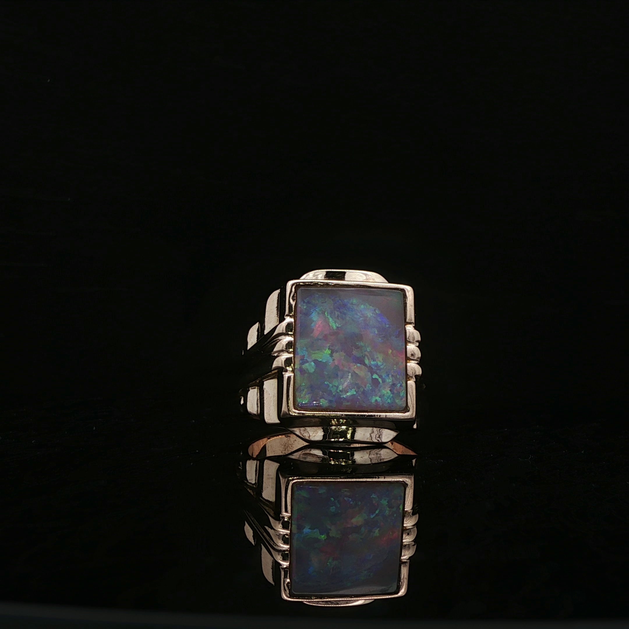 14k Yellow Gold Ring with Square Opal